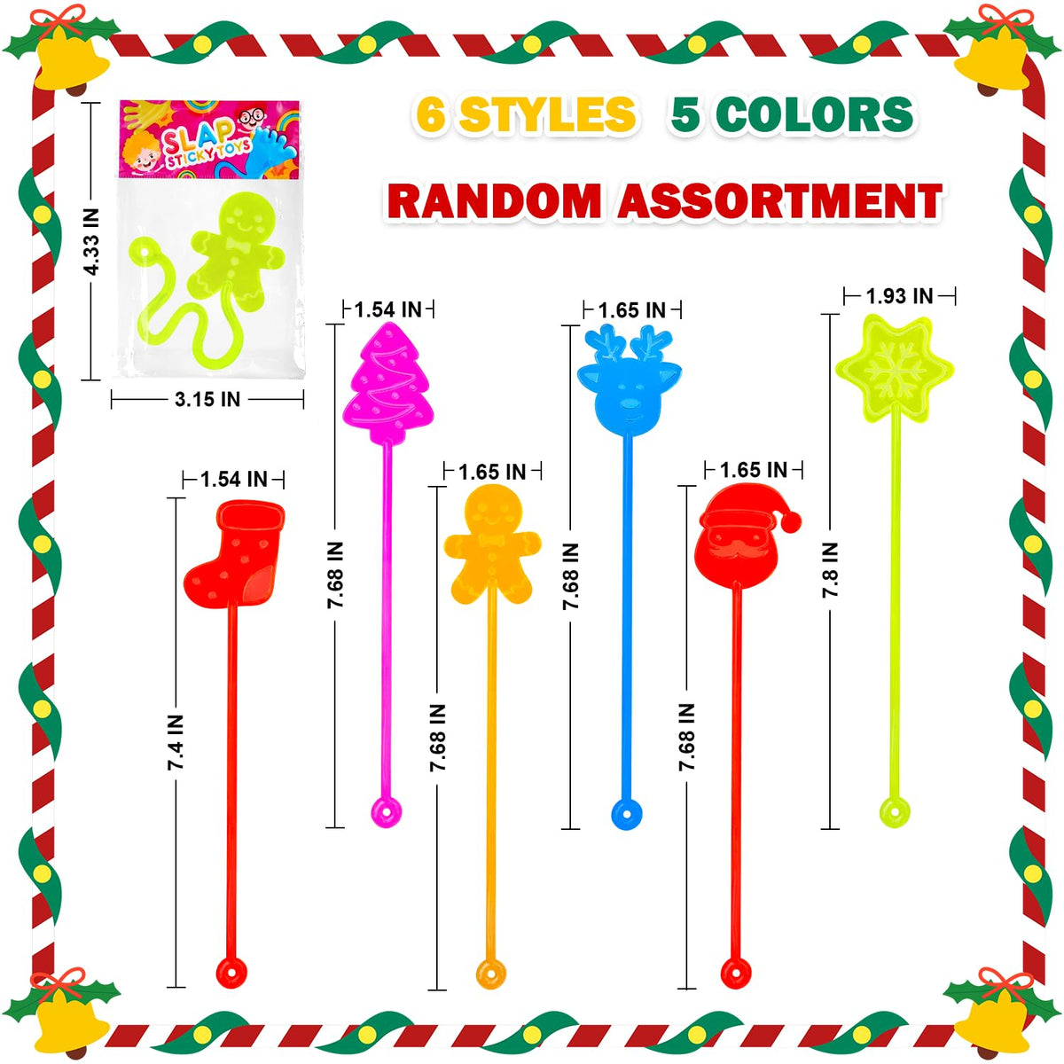 100 PCS Bulk Christmas Sticky Hands Toys Gifts for Toddlers - Wondrus Official Imagery - 3