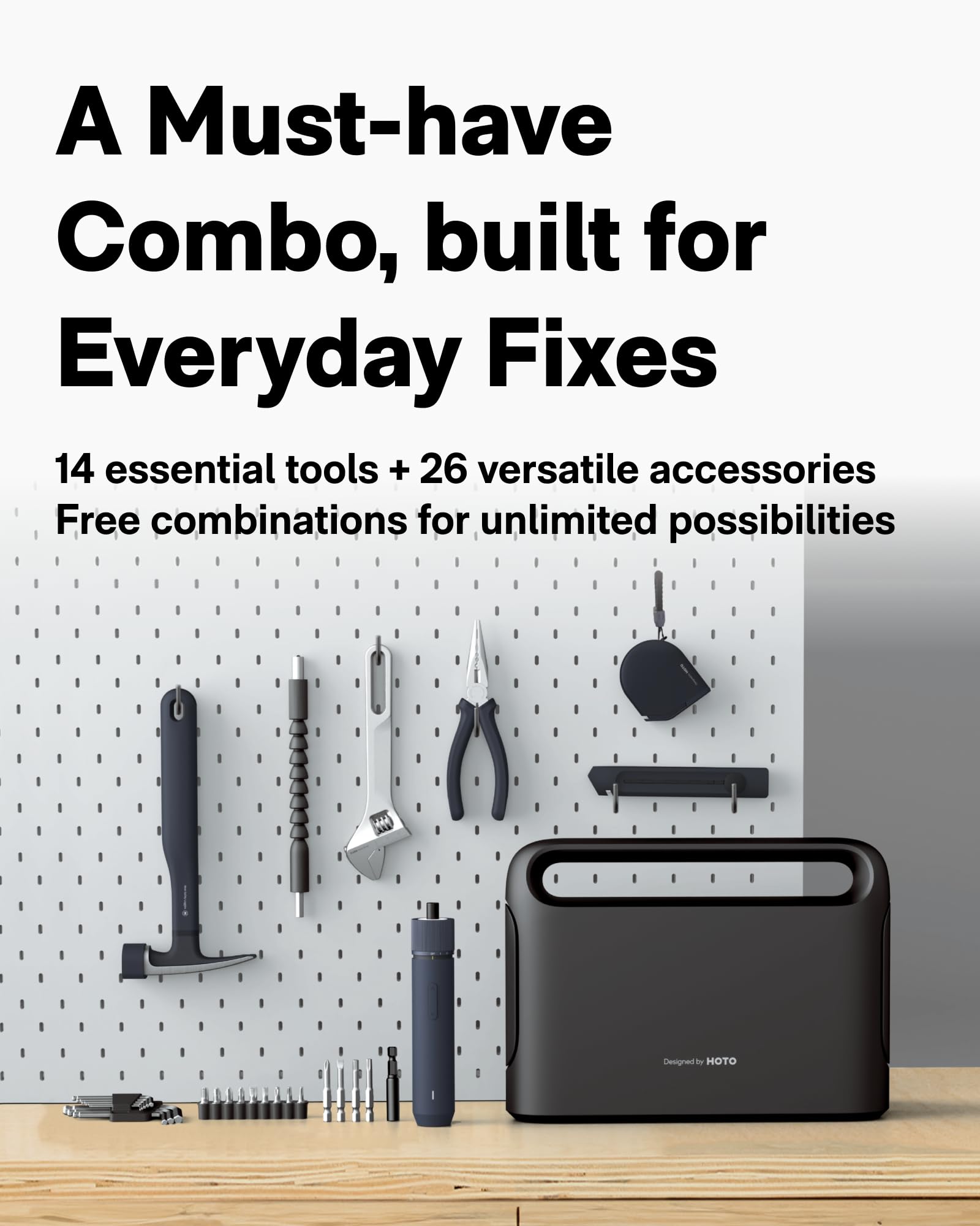 HOTO 40-Piece Tool Kit for Dorm, Household Essentials Tool Set - HOTO Official Product View 7