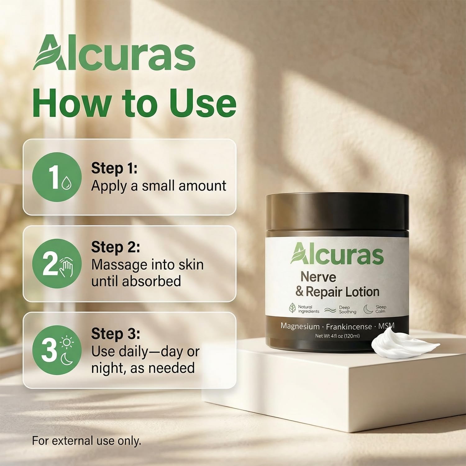 ALCURAS Nerve Relief Lotion – Neuropathy Cream with Arnica