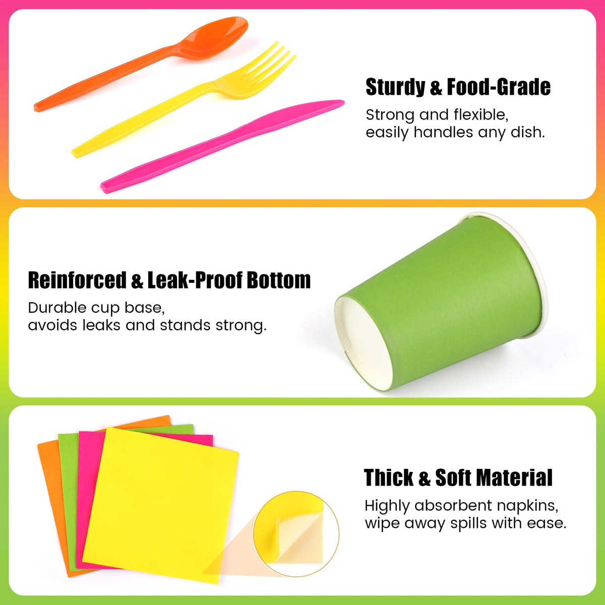 Kochorie 350 Pieces Neon Dinnerware Set 7 9 inch Dessert - Kochorie Official Imagery - 5