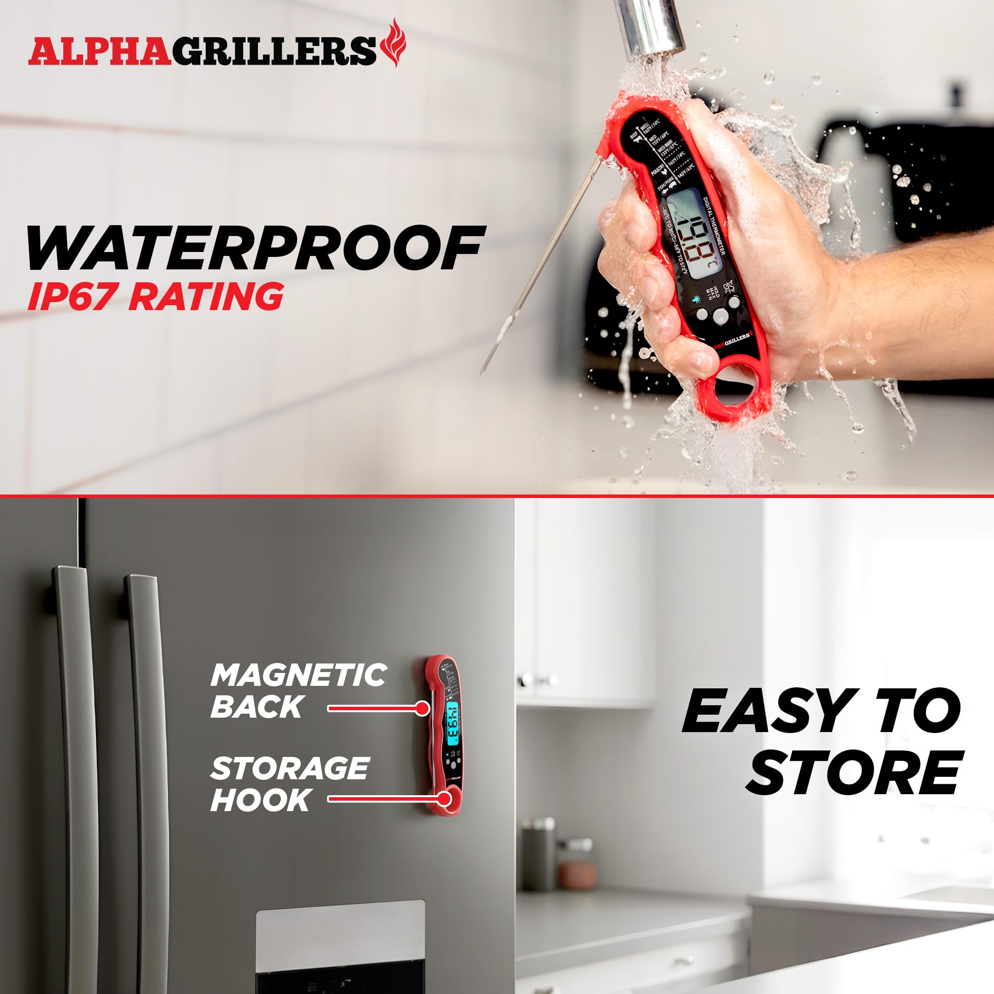 Alpha Grillers Instant Read Meat Thermometer Digital, Cooking, Food, Grill - Alpha Grillers Official Product View 5