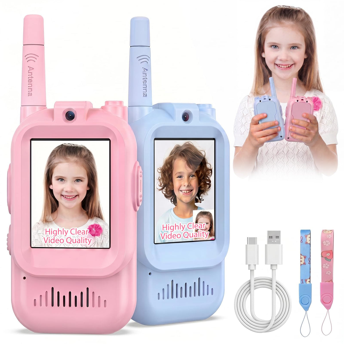 Walkie Talkies for Kids Pack of 2 Rechargeable Long Range - Hangrui Official Imagery - 1