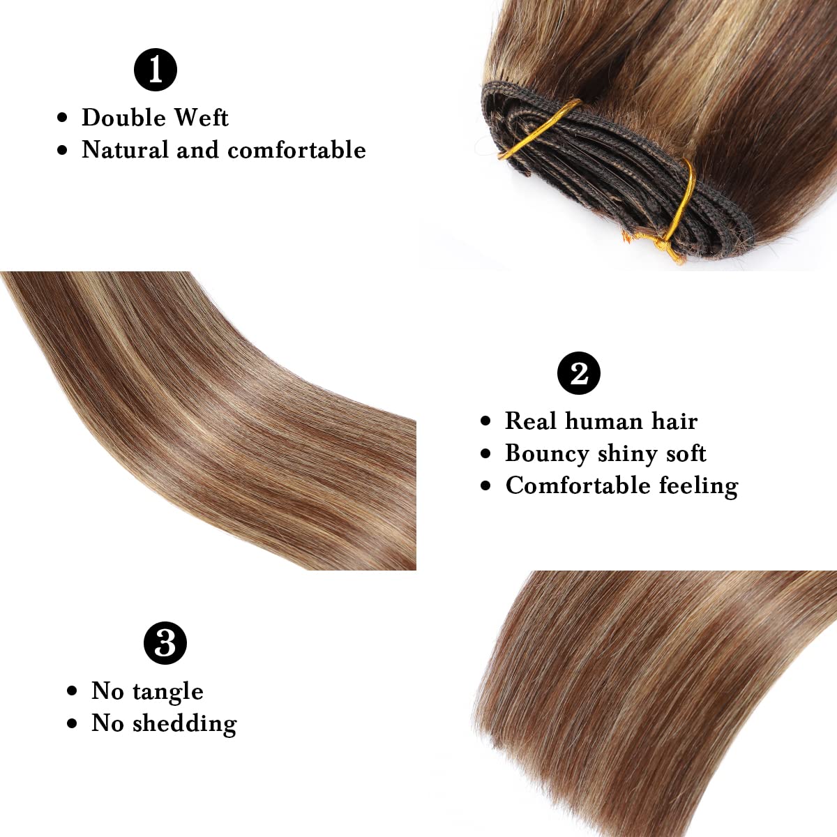 Clip in Hair Extensions Real Human Hair Extensions for Women - Tuquqe Official Imagery - 5