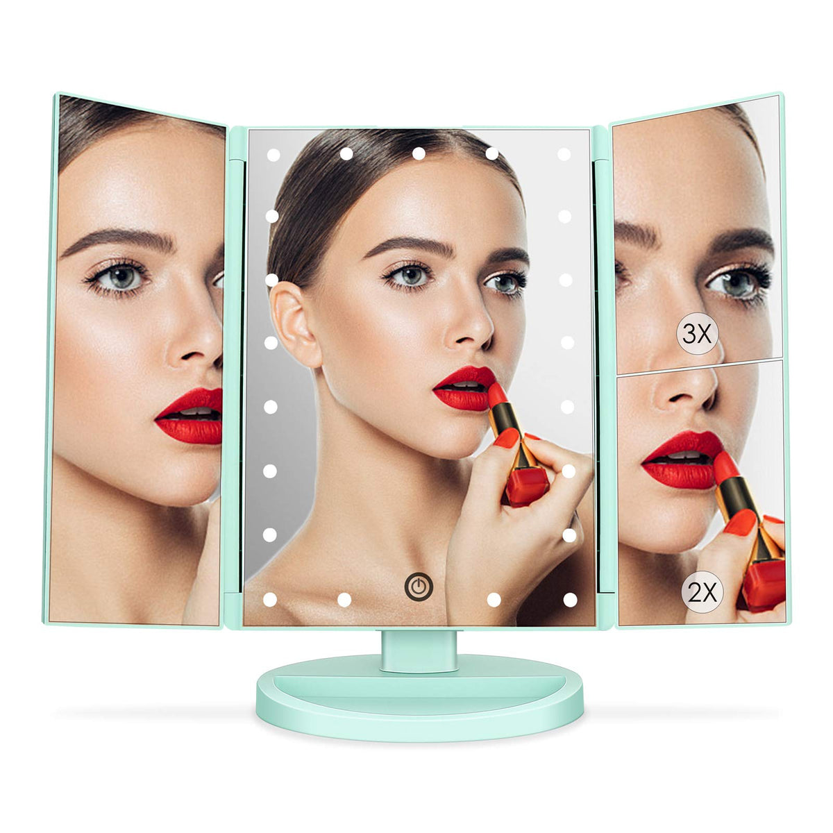 Tri Fold Lighted Vanity Tabletop Mount Mirror with 21 LED - deweisn Official Imagery - 7