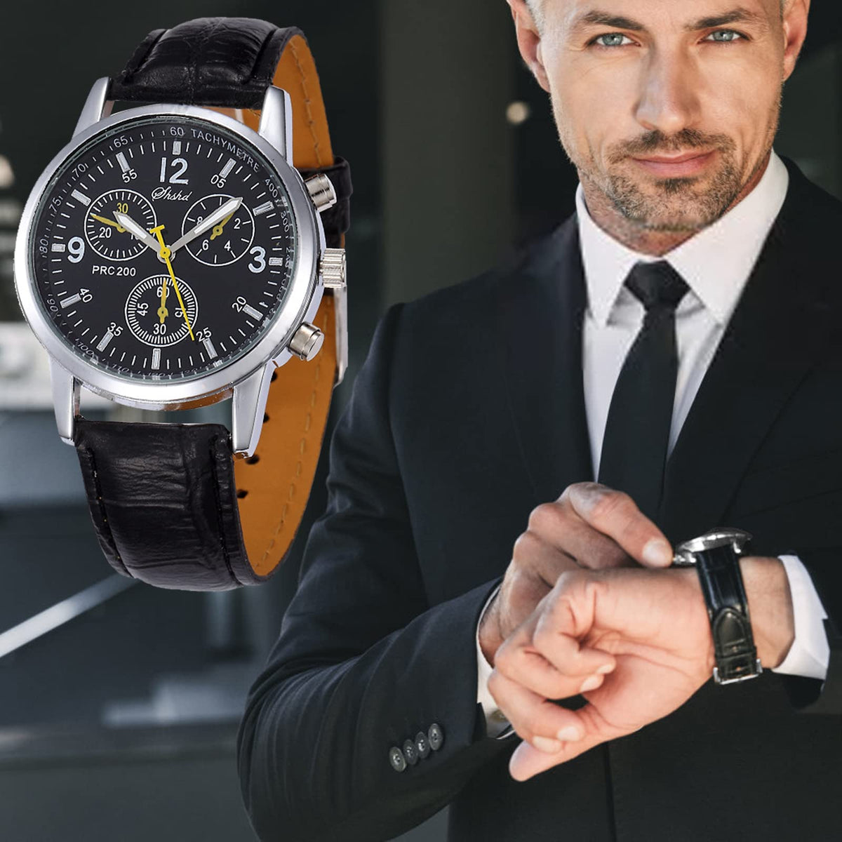 6 Pack Men s Leather Quartz Watch Geneva Casual Dress Wrist - yunanwa Official Imagery - 6