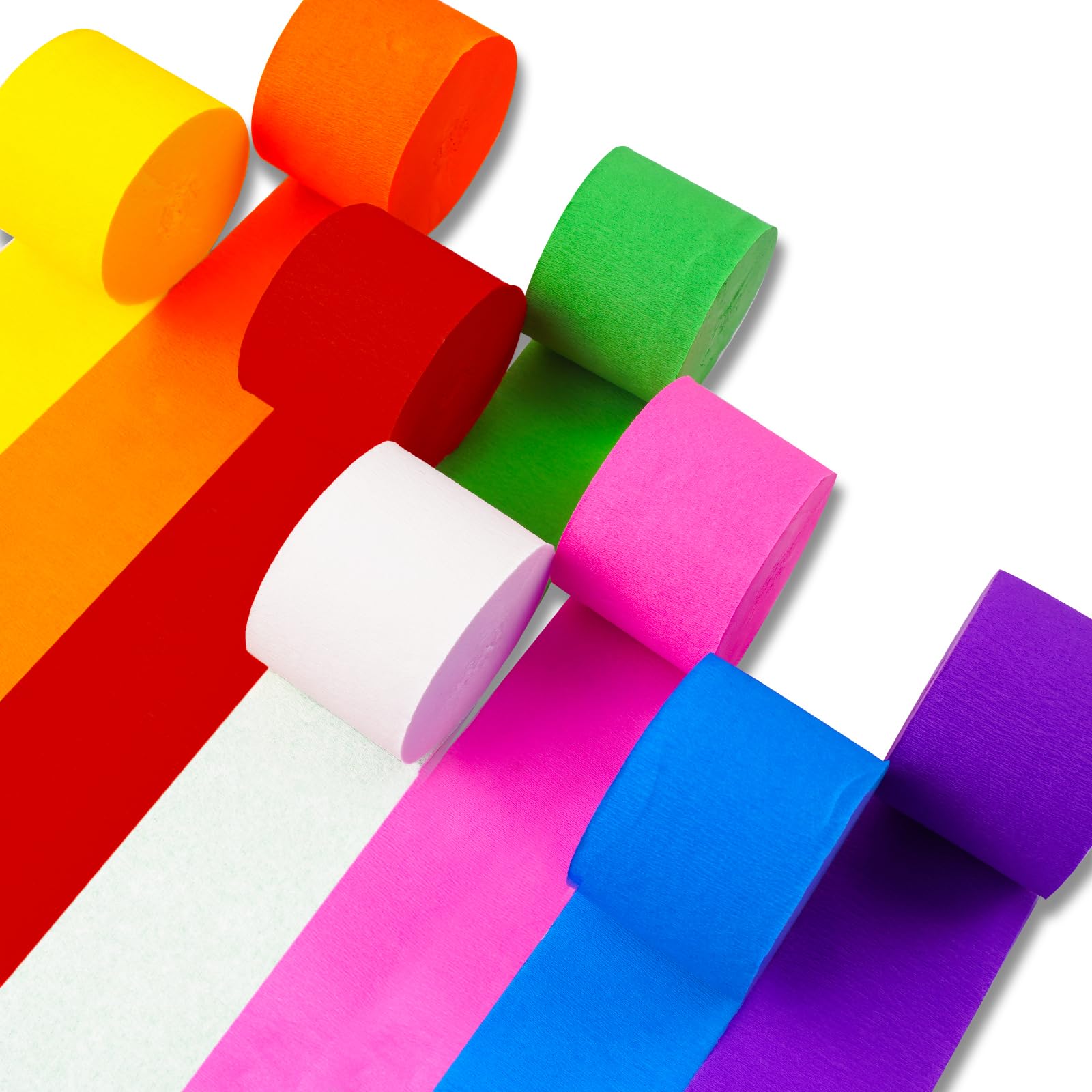 PartyWoo Rainbow Crepe Paper Streamers 8pcs 656 FT Rainbow - Product Imagery
