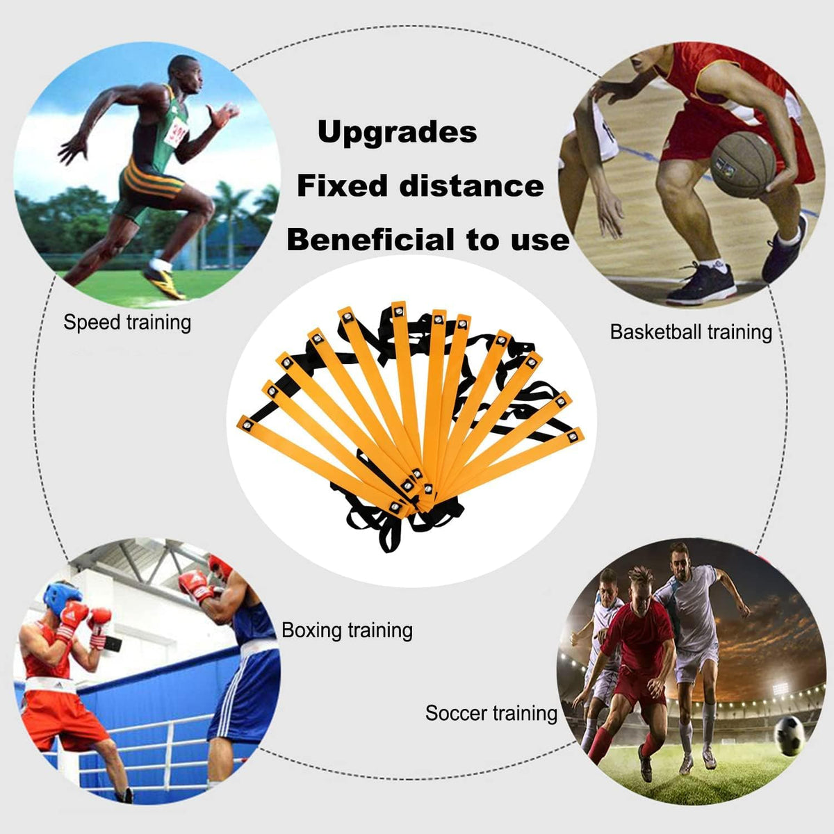 Agility Ladder Set 20ft 4 Hurdles 12 Soccer Cones Jump Rope - ENDIESS Official Imagery - 6