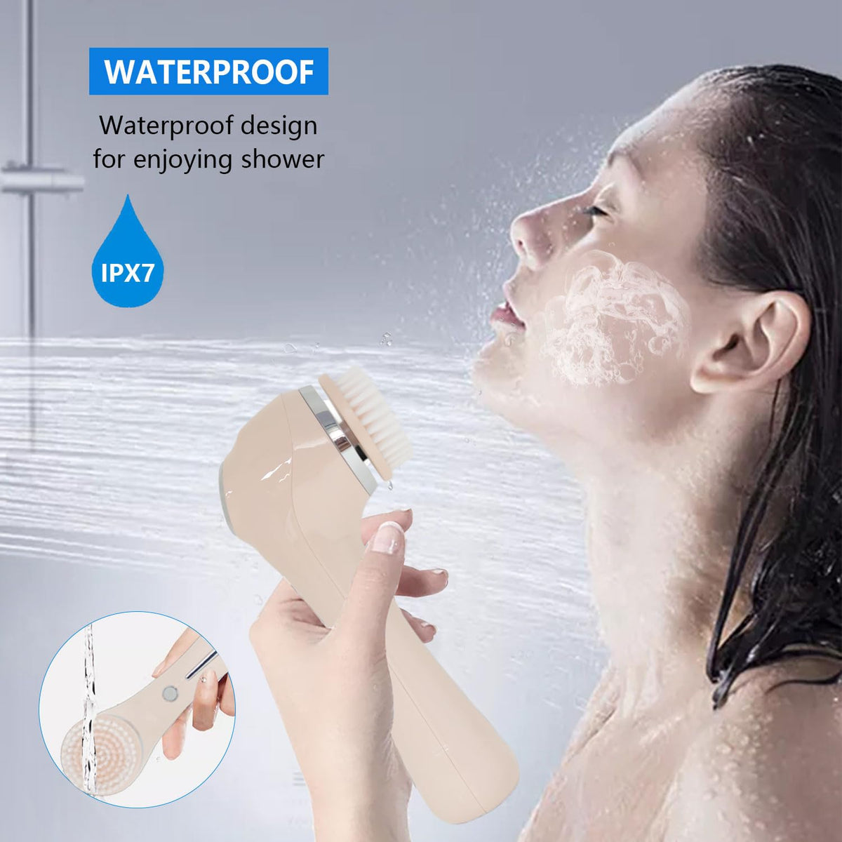 Facial Cleansing Brush 2 in 1 aterproof IPx7 Facial Spin - HOERCAAL Official Imagery - 6
