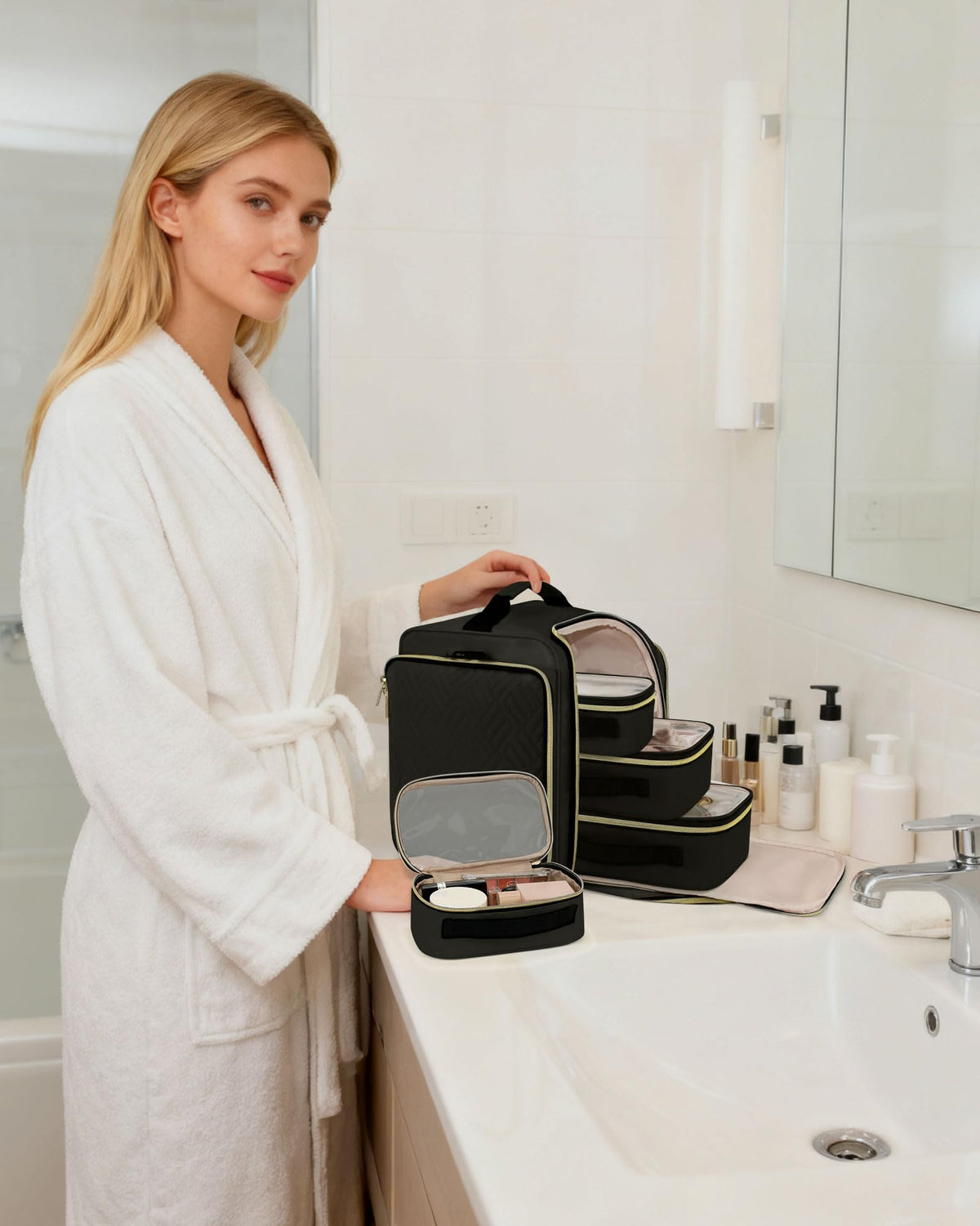 Large Travel Makeup Bag - BAFAMYE Official Imagery - 8