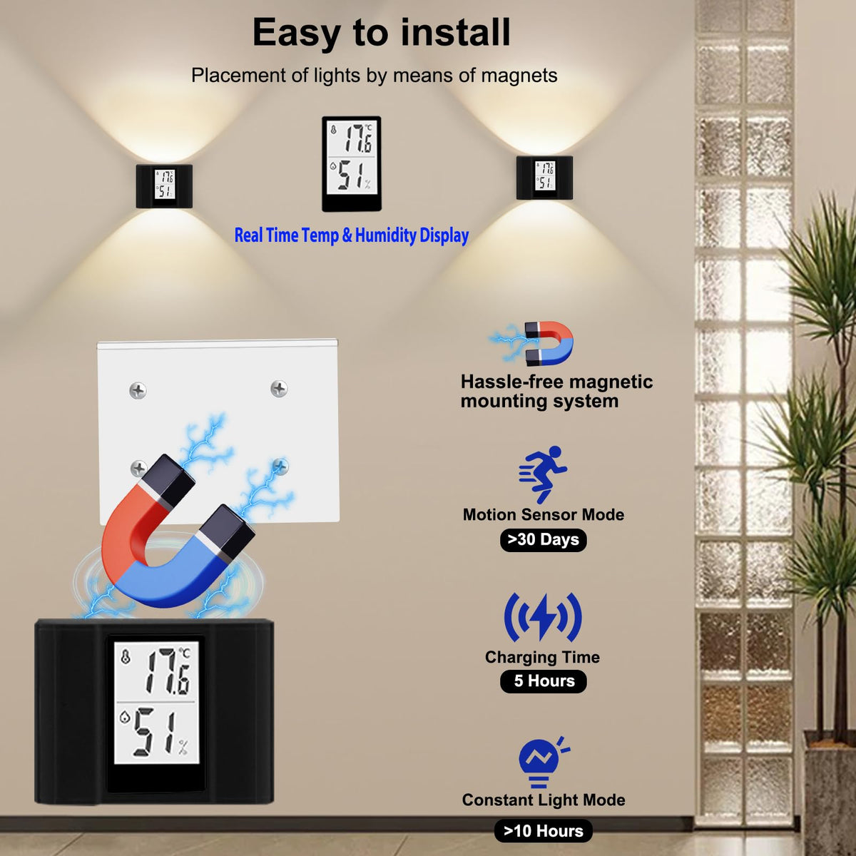 Motion Activated LED Wall Sconce Outdoor Indoor Wall Lights - Kingshowstar Official Imagery - 4