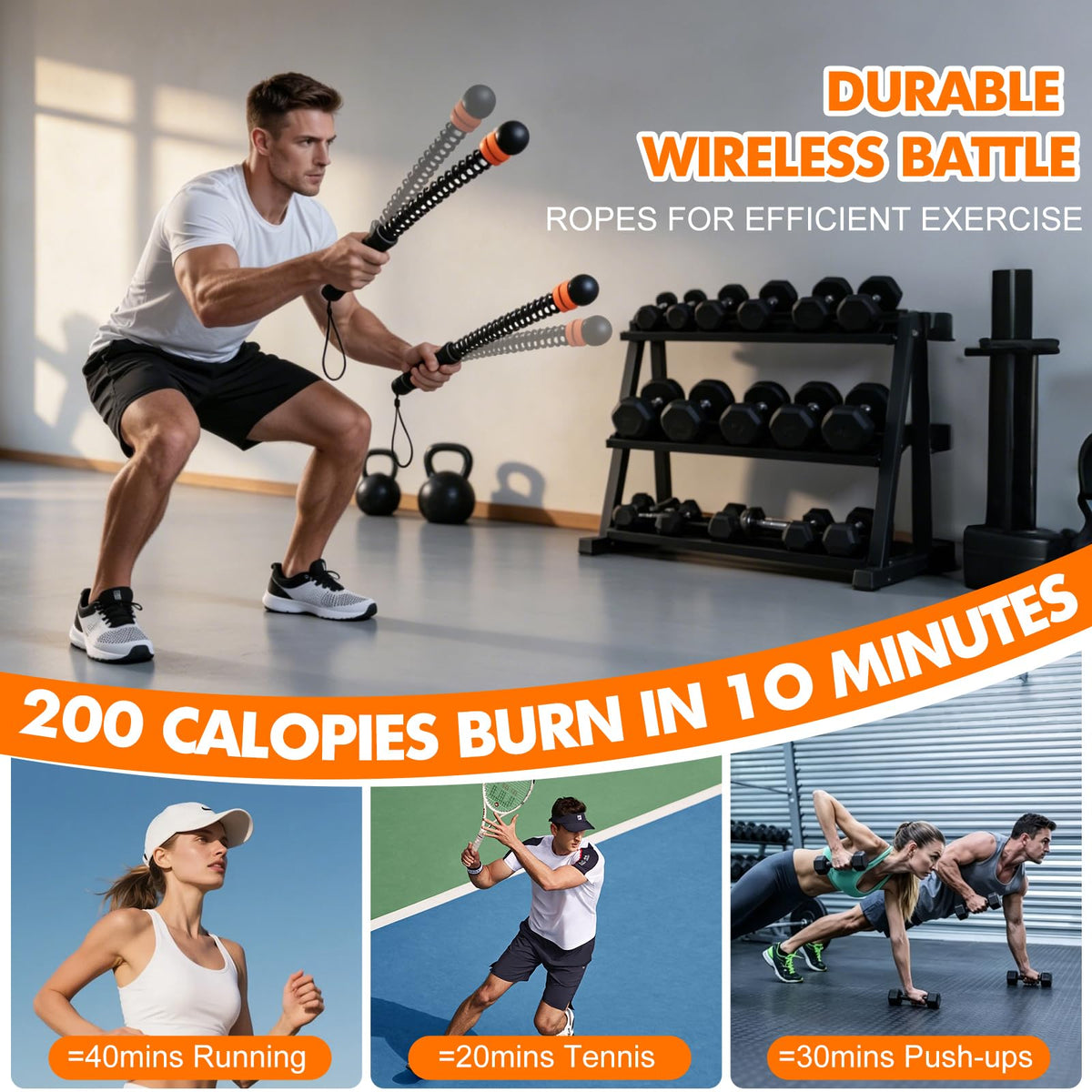 Adjustable Weighted Cordless Battle Ropes for Home Gym HIIT - STARIFC Official Imagery - 4