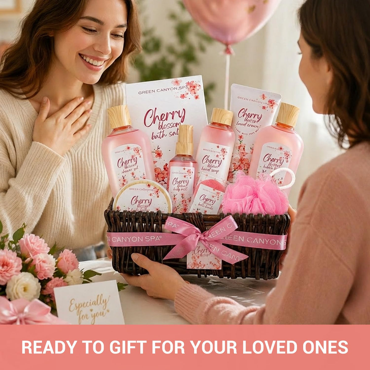 Green Canyon Spa 10pc Cherry Blossom Spa Gift Baskets Gifts - Green Canyon Spa Official Imagery - 7