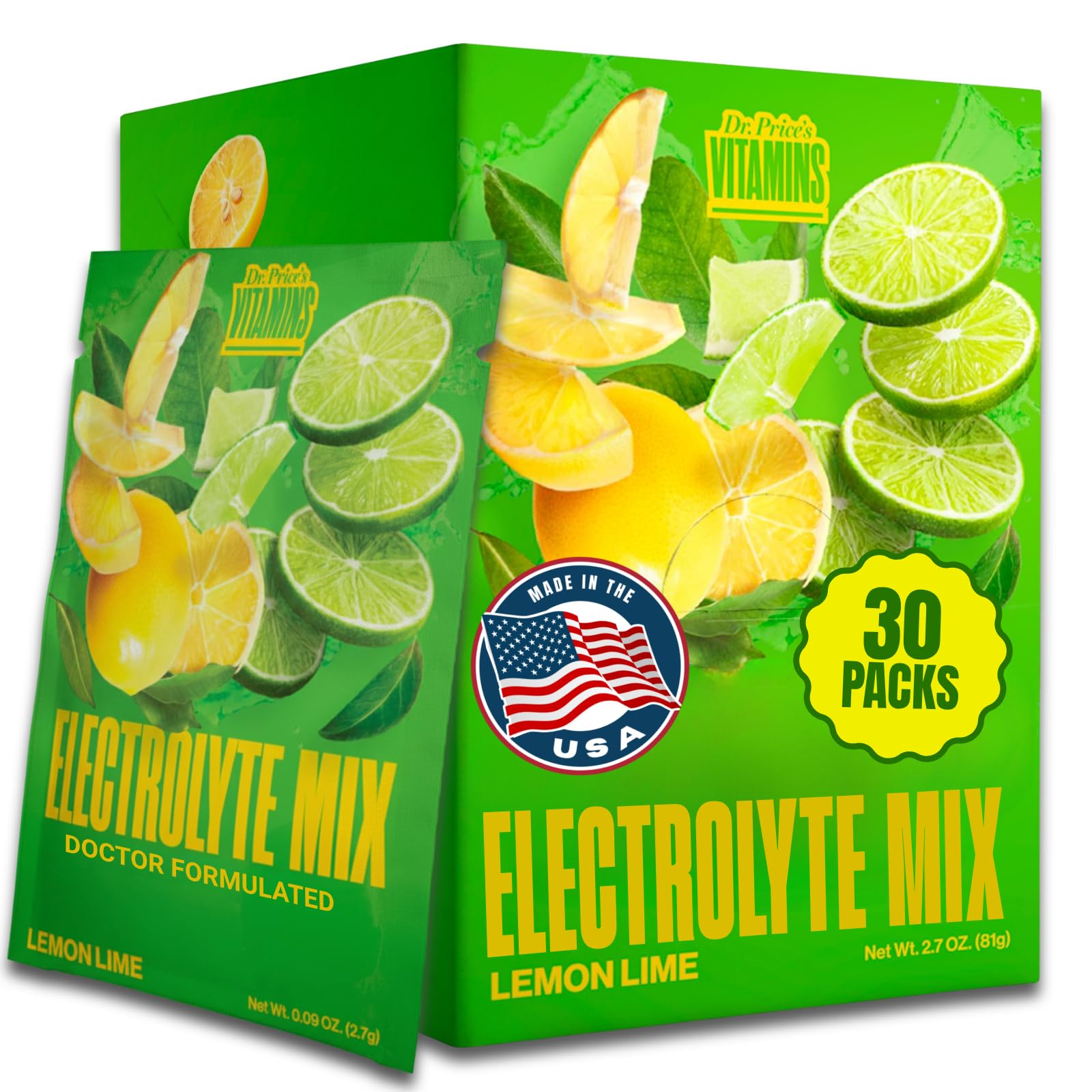 Dr. Price's Vitamins Electrolytes Powder Packets, Lemon Lime, 30 - Product Imagery