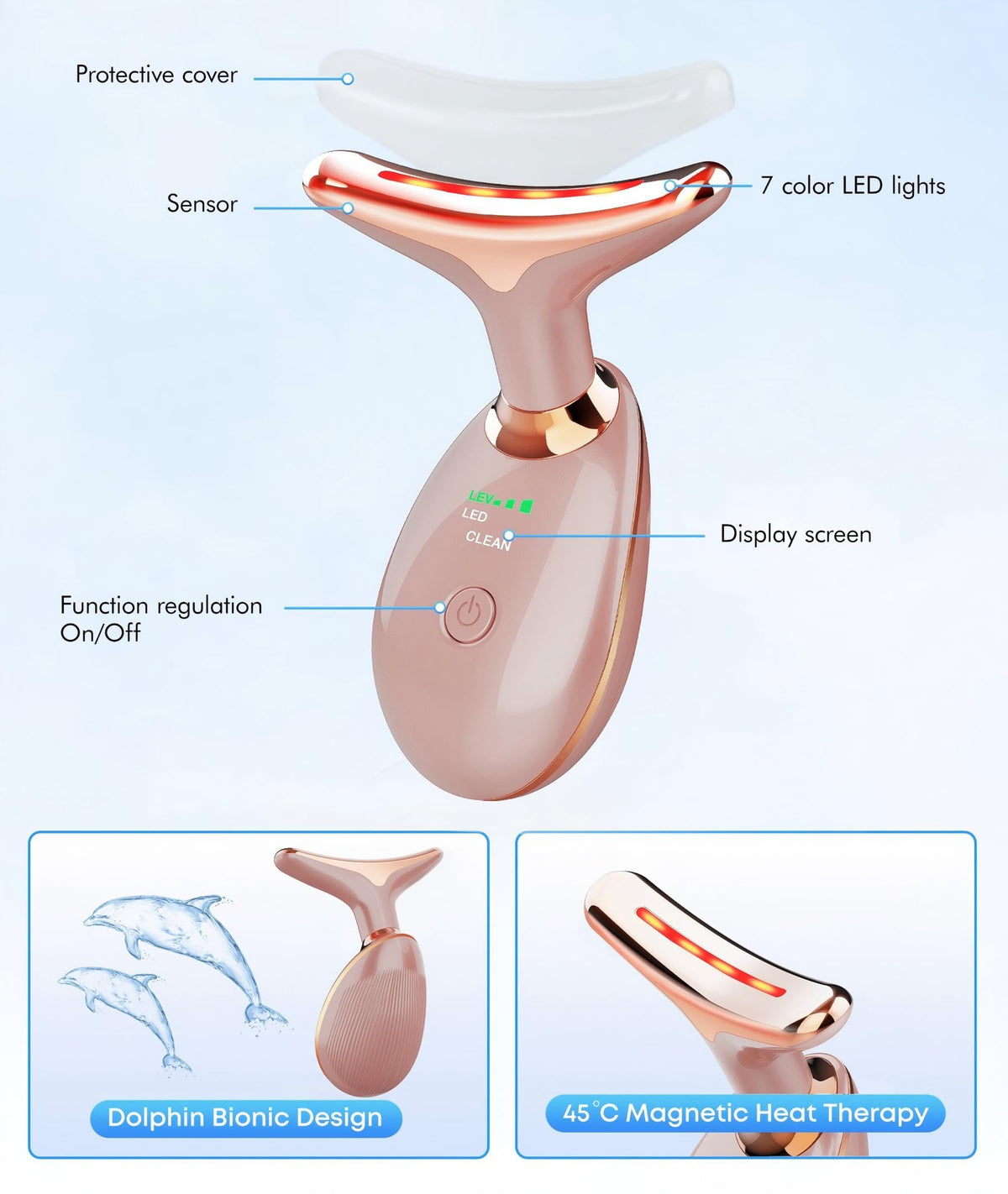 SDKWDH Red Light Therapy for Face and Neck 7 Color Face - SDKWDH Official Imagery - 5