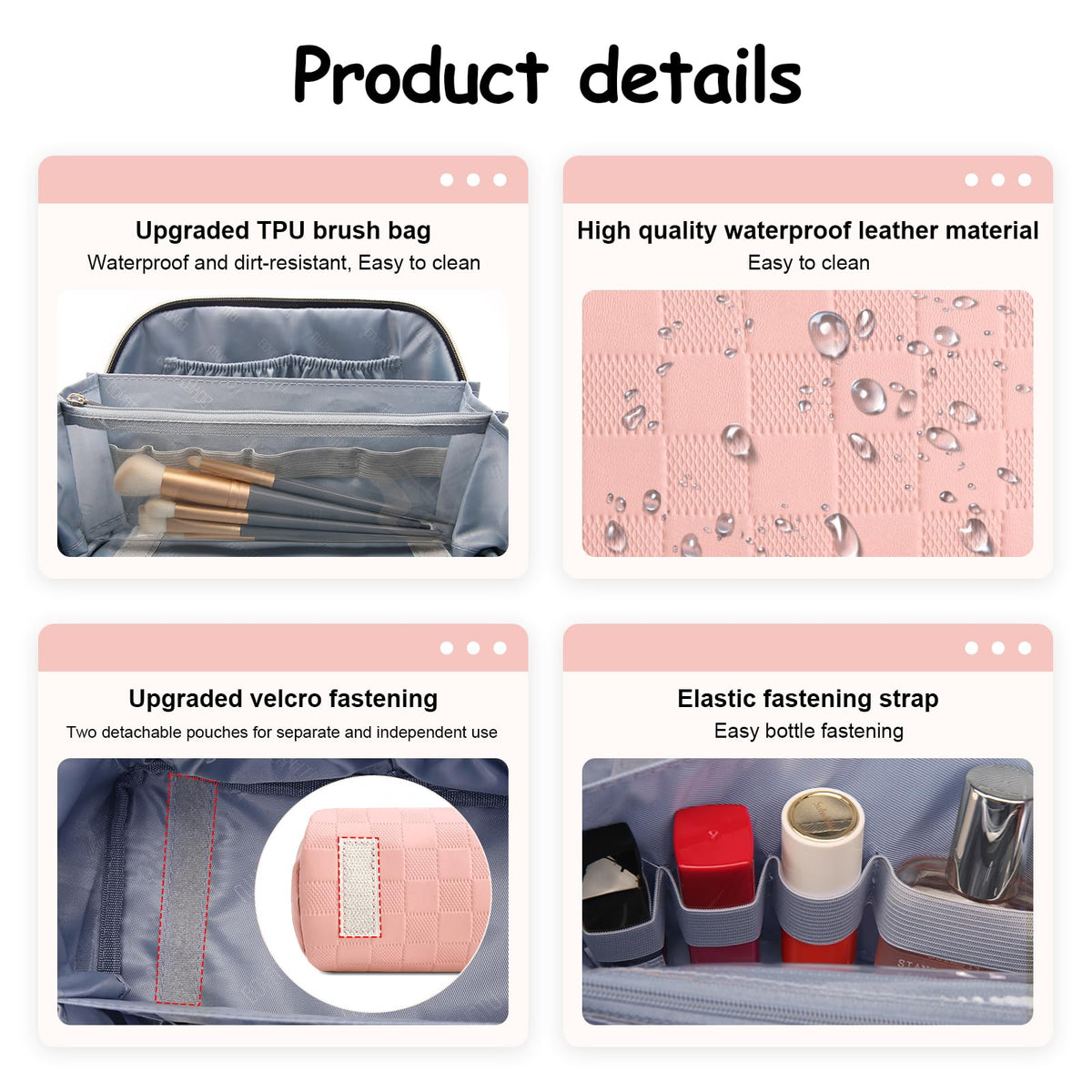 BOYATU Travel Makeup Bag Organizer 180 Open Flat 3 Pcs Make - BOYATU Official Imagery - 6