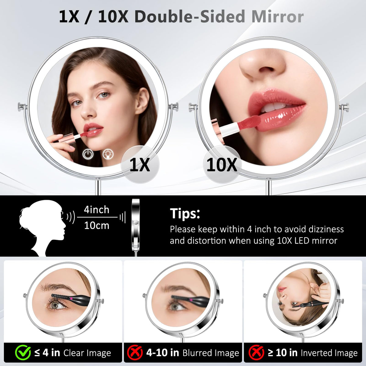 8 Makeup Mirror with Lights 4000mAh Rechargeable Vanity - Telihopin Official Imagery - 5
