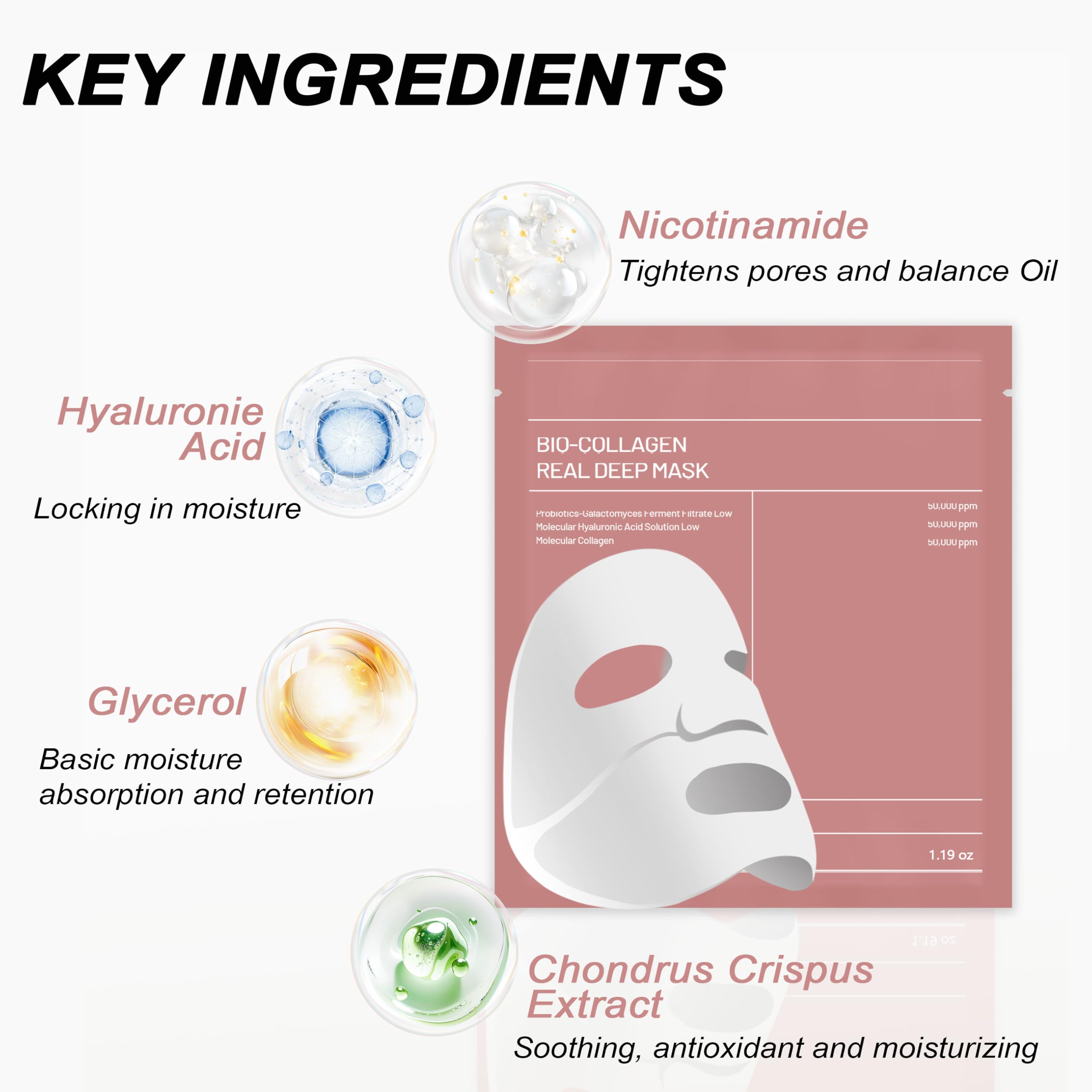 8pcs Collagen Face Mask, Hydrogel Overnight Face Mask for - Bukamkom