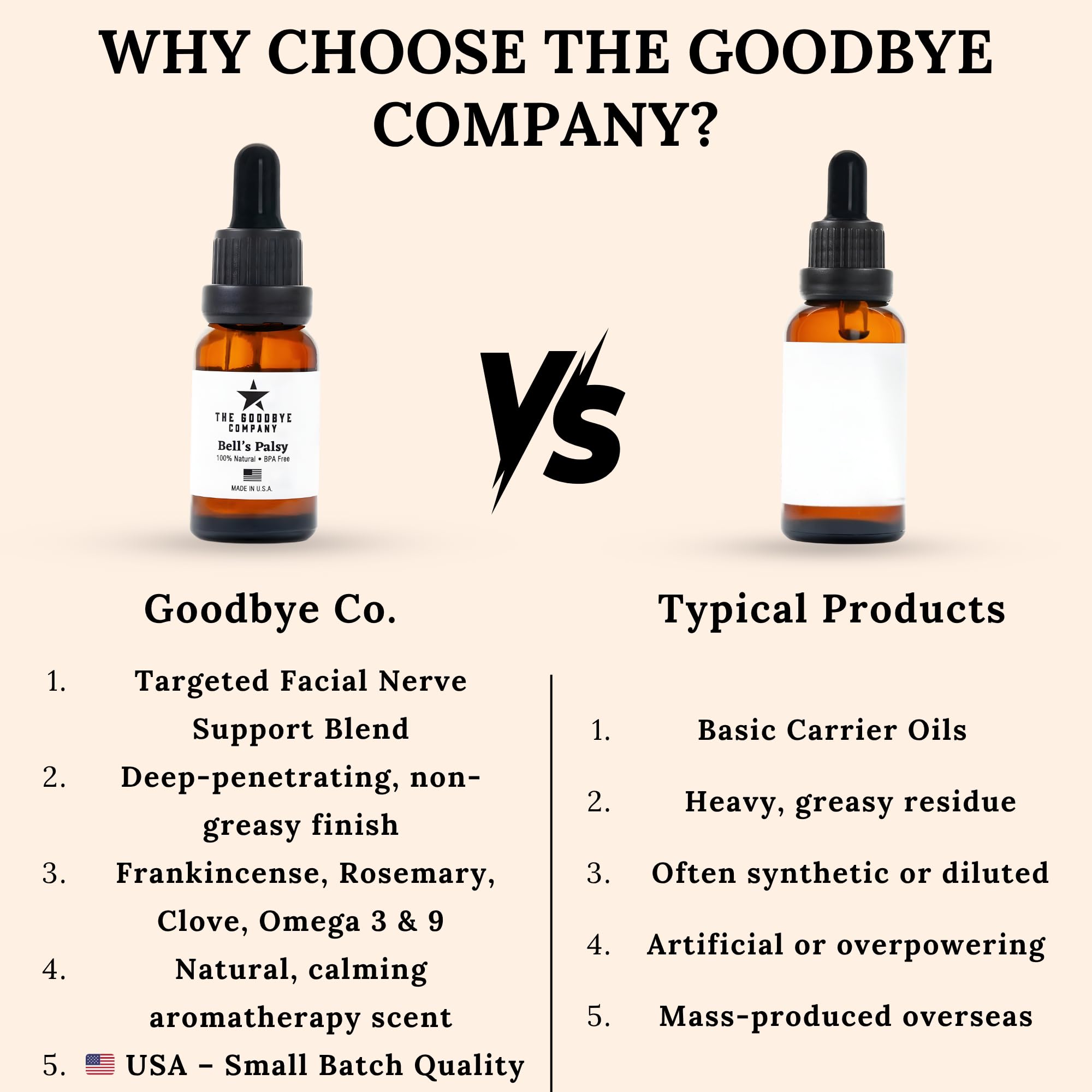 Organic Bell's Palsy treatment oil from The Goodbye Company with frankincense and clove for skin care.