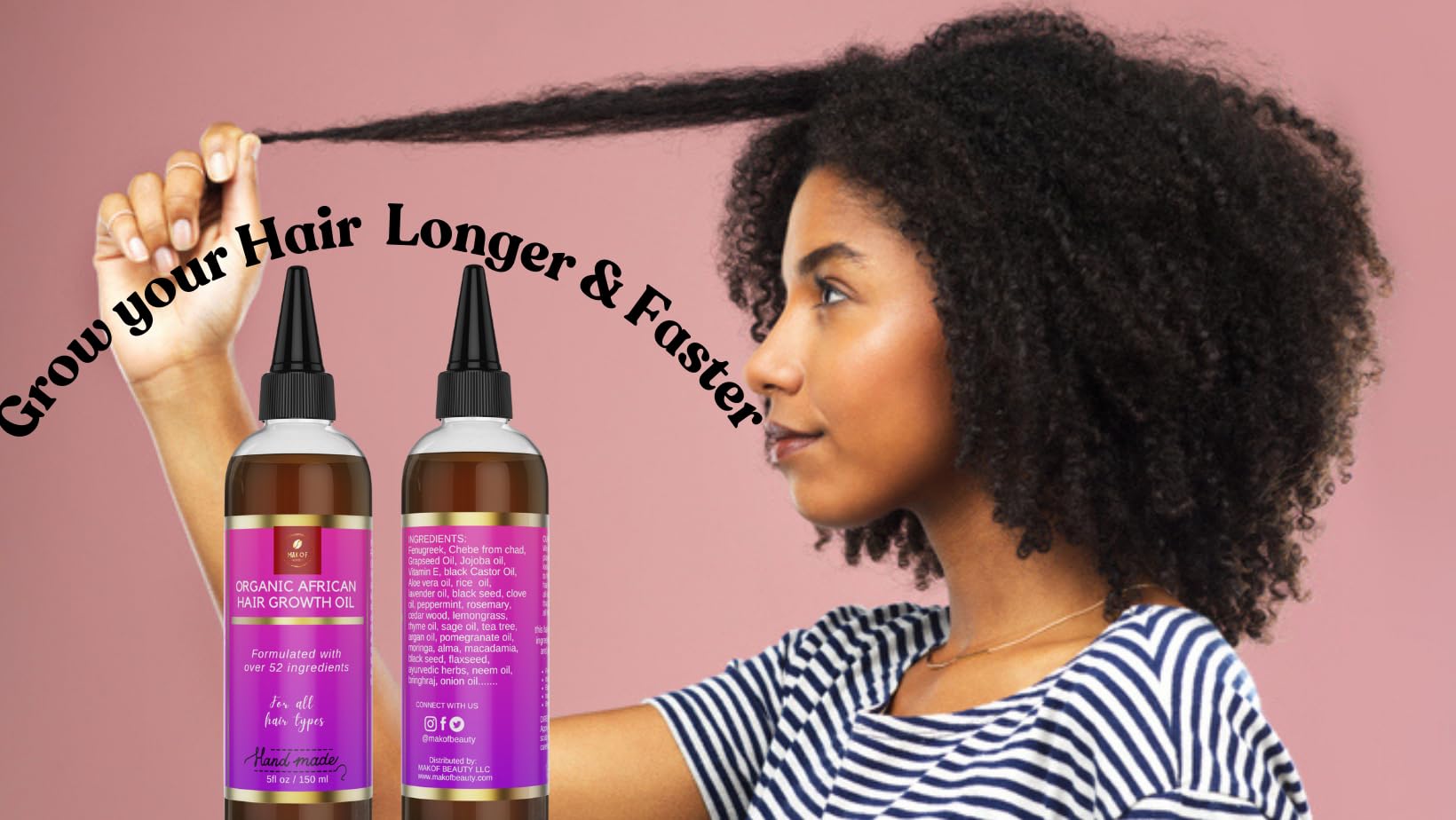 Chebe Hair Growth Oil 52 in 1 Scalp stimulator for Rapid and - MAKOF BEAUTY Official Imagery - 4
