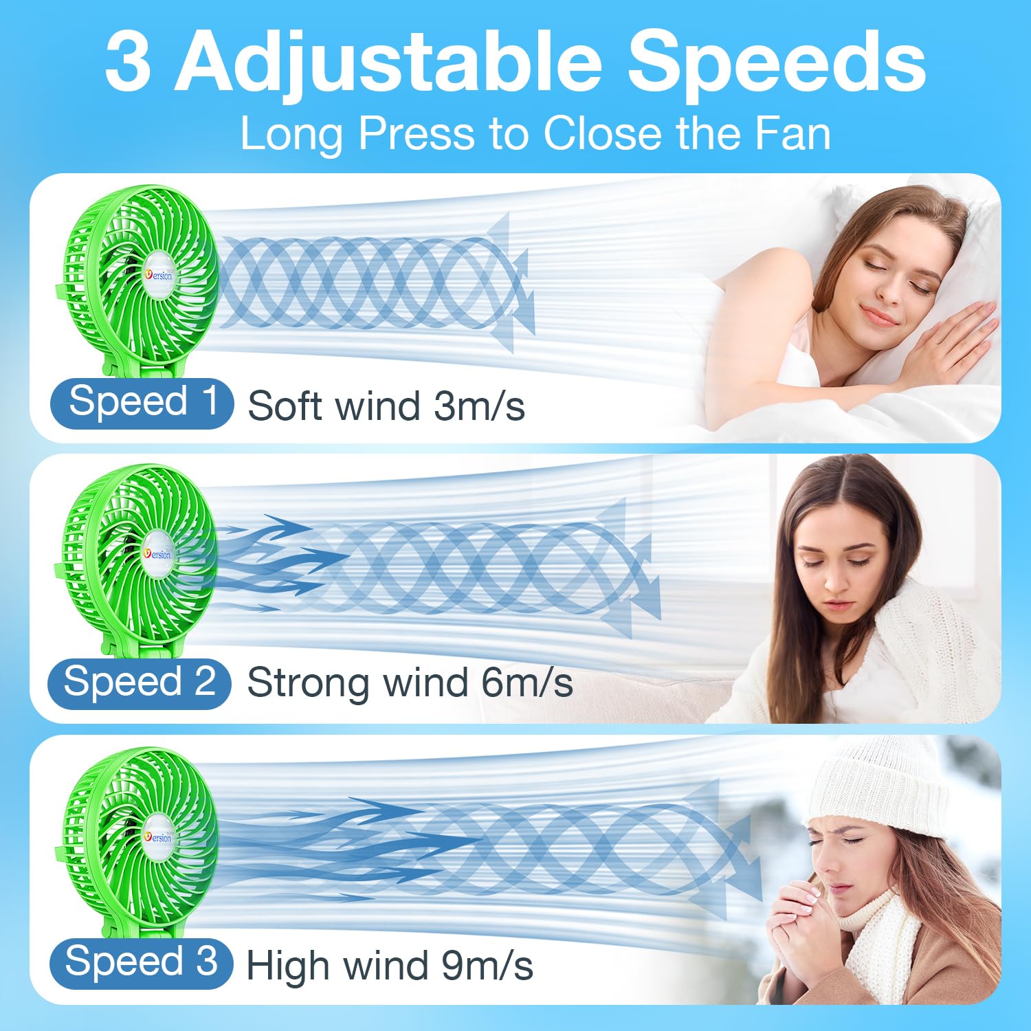 VersionTECH. Portable Handheld Fan, Powerful+Durable+4000mAh+180° by VersionTECH. - Angle View 5