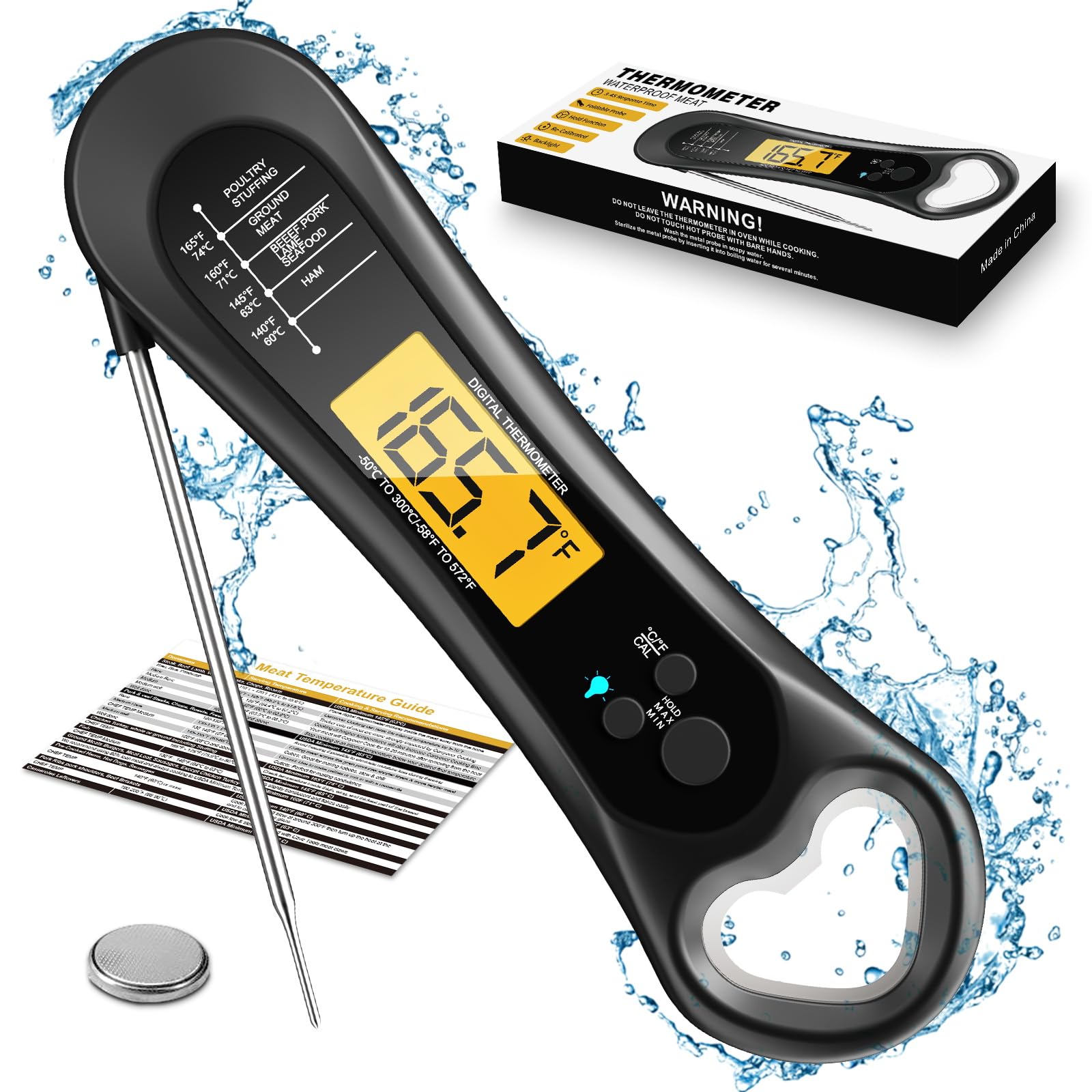 Biison Meat Thermometer Digital, Instant Read Meat Thermometer fo by Biison - Angle View 1