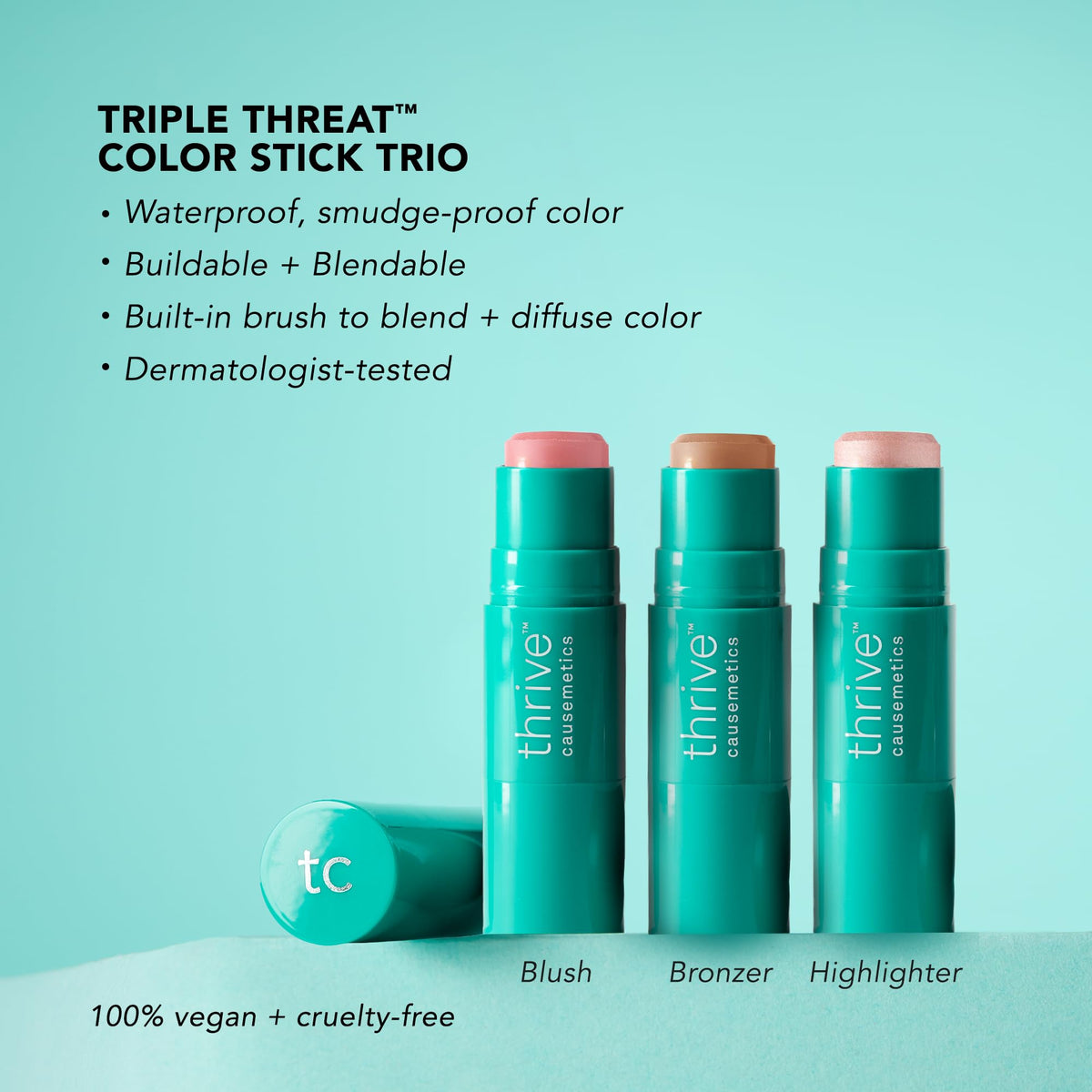 Thrive Causemetics Triple Threat Color Stick Bundle with Bag - Thrive Causemetics Official Imagery - 3