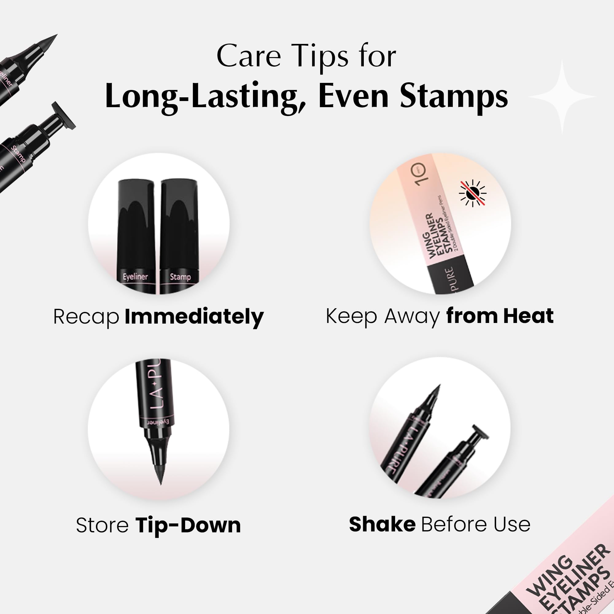LA PURE Winged Eyeliner Stamp for Easy Cat Eye Makeup 2x, Black – 10mm - View 8
