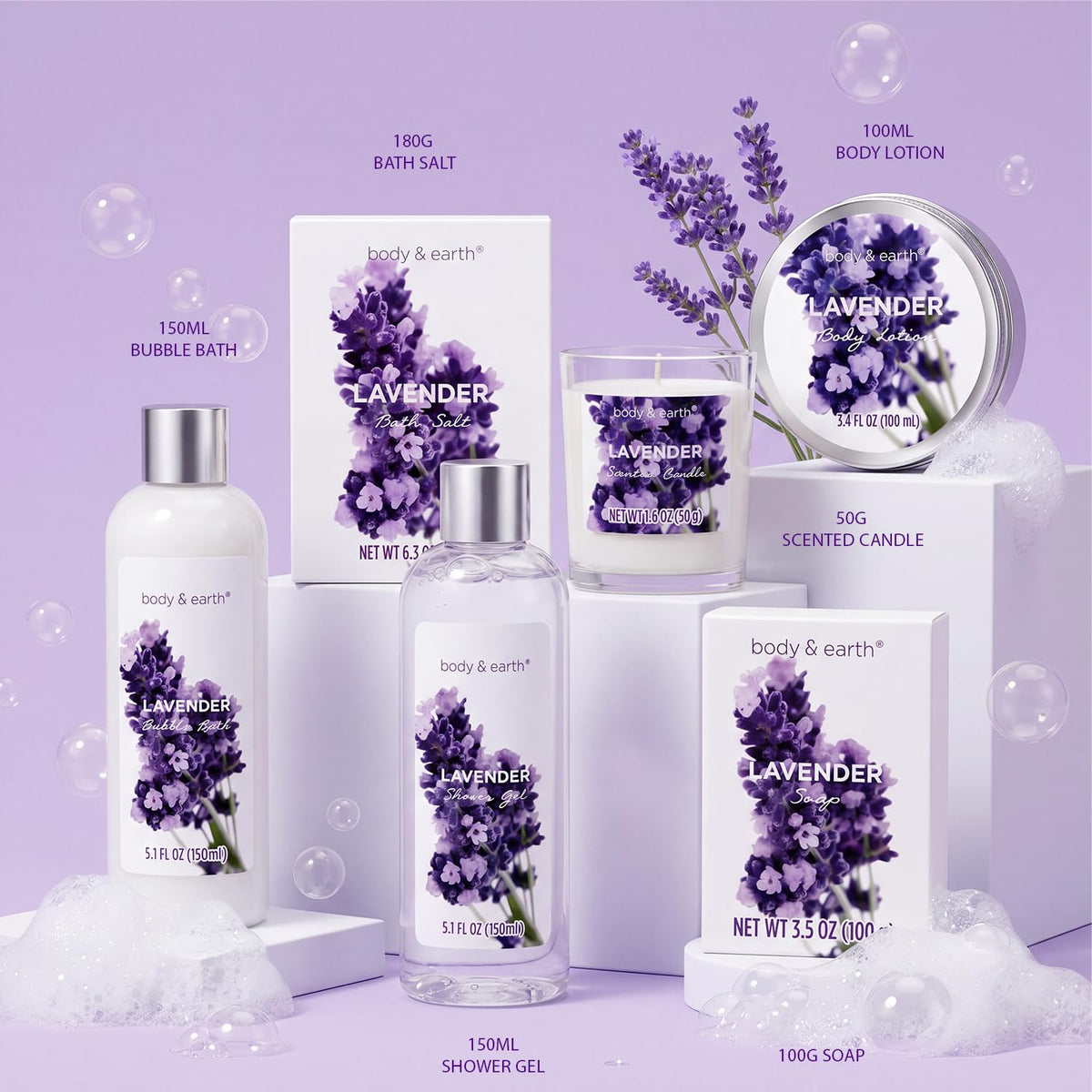 Gift Set for Women Body Earth Spa Gifts Set Lavender Gift - BODY & EARTH Official Imagery - 3