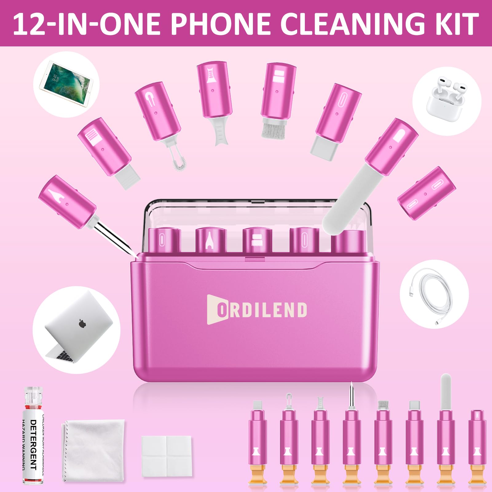 Ordilend iPhone Cleaning Kit for Charging Port, Cleaner Kit for AirPod Phone, Pi - Ordilend Official Product View 2