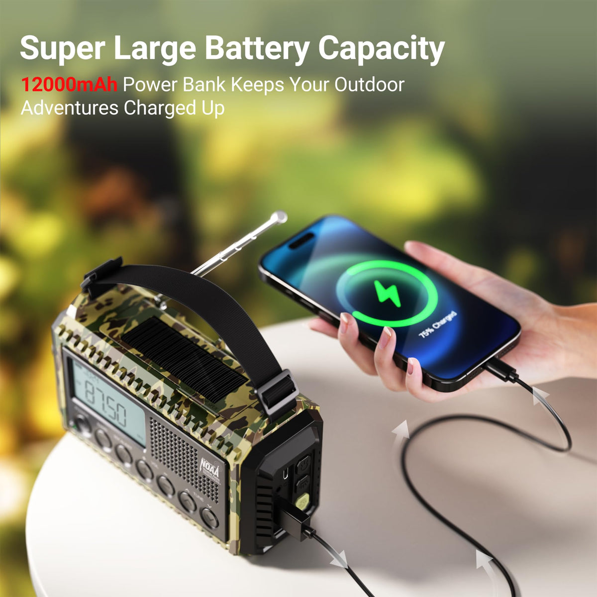 Emergency Radio 12000mAh Auto Digital Weather Radio Portable - Mesqool Official Imagery - 4