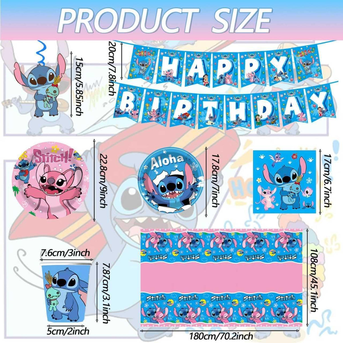 88PCS For Stitch Party Supplies 6 Hanging Swirls 20 Napkins - KROCEUS Official Imagery - 4