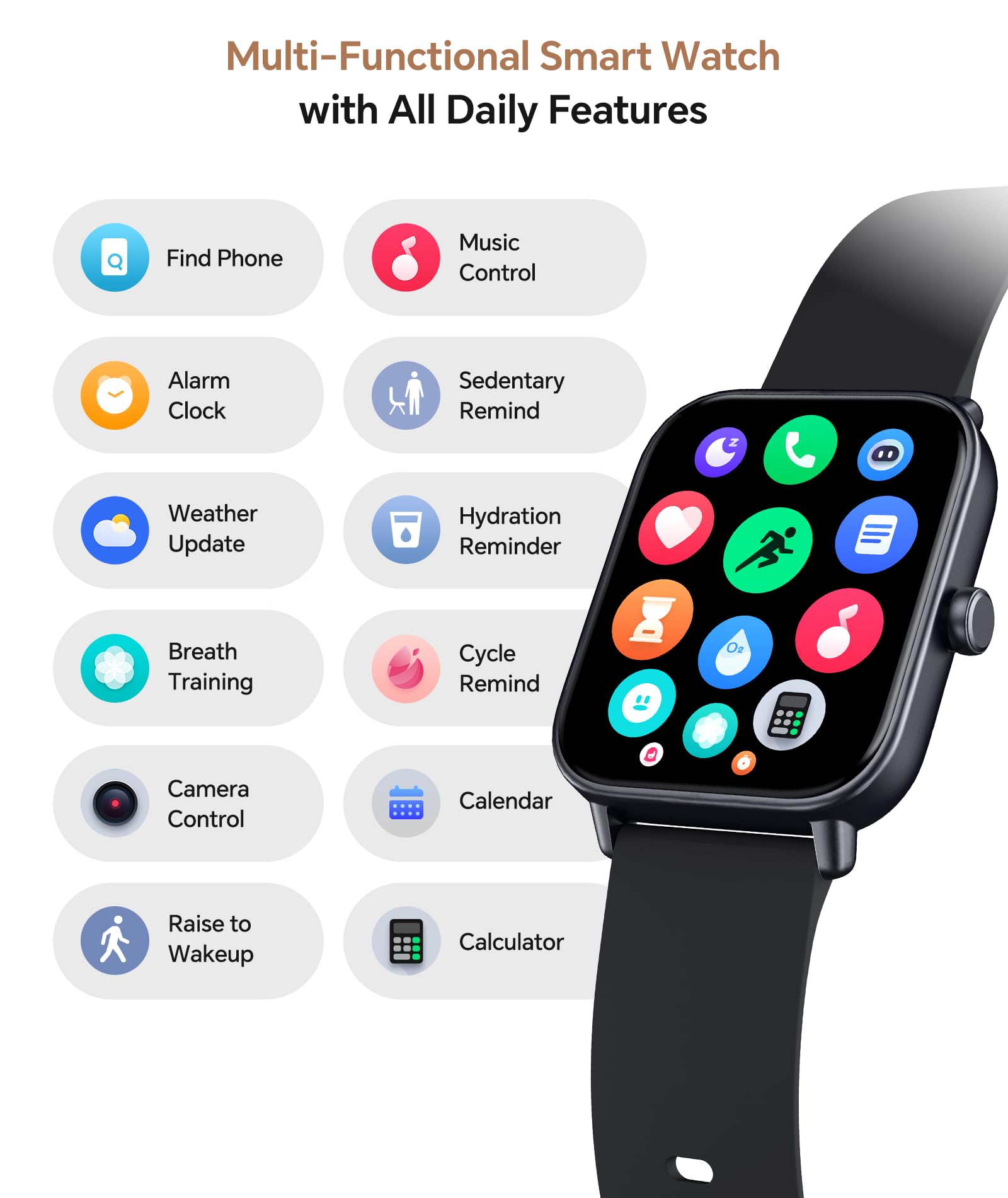 Quican Smart Watches for Women/Men, 2 Bands, Compatible for Android iP - View 6