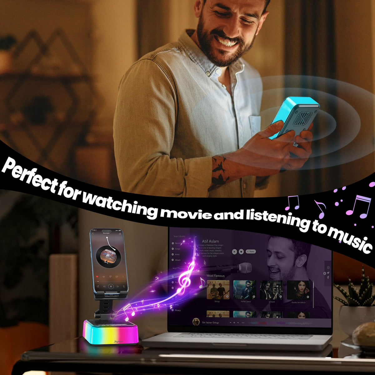 Gifts for Men and Women Charger Phone Stand with RGB Lights - Joymate Official Imagery - 7