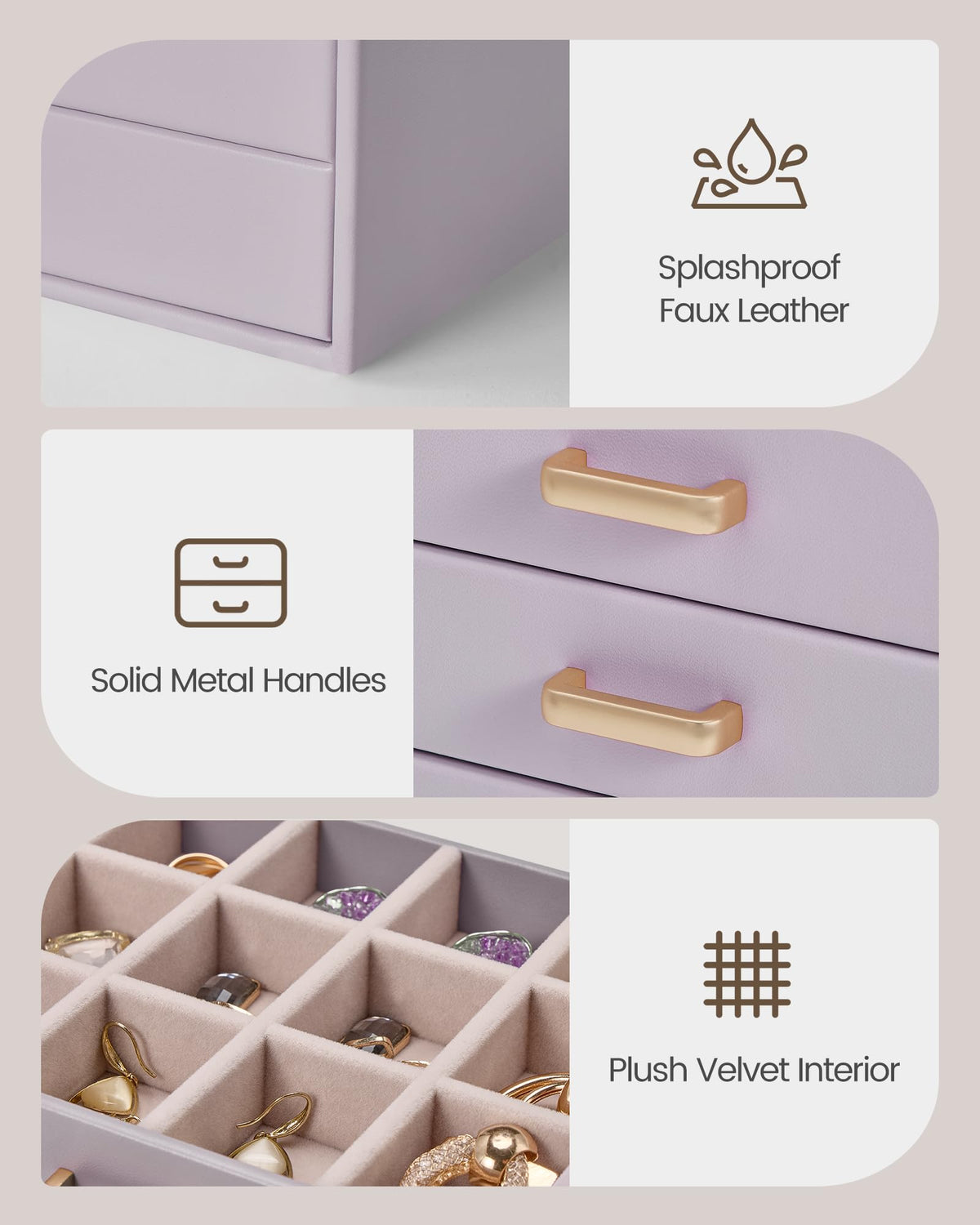 Lolalet Earring Organizer Jewelry Box with Clear Lid Purple - Lolalet Official Imagery - 5