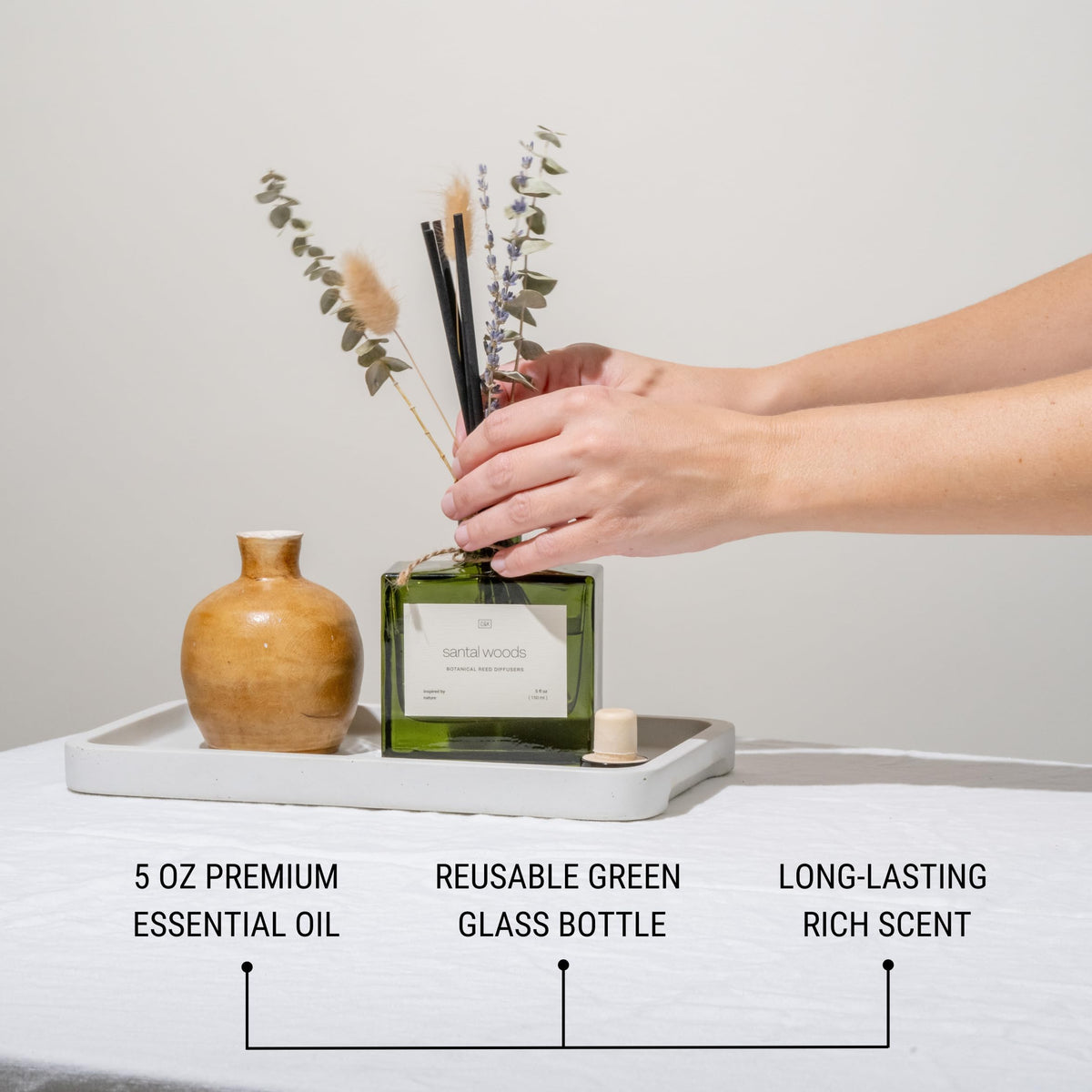 Craft Kin Premium Santal Woods Reed Diffuser with Dried - Craft & Kin Official Imagery - 4
