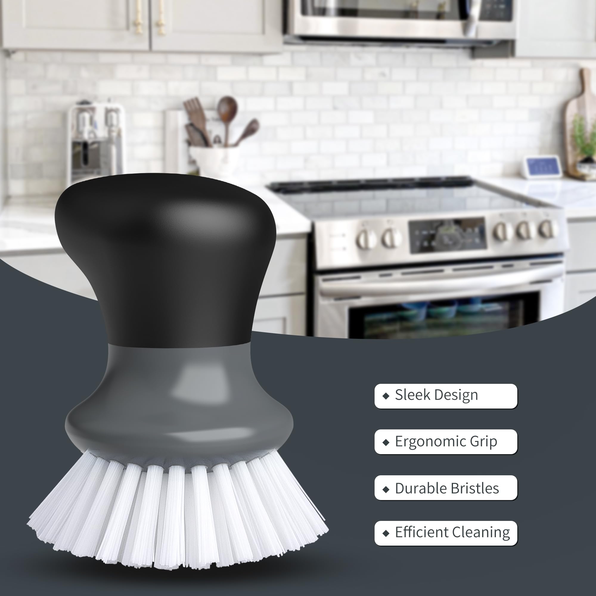 MR.SIGA Dish Scrub Brush, Palm Brush Dish Scrubber, Gray, Pack of 2 - View 6