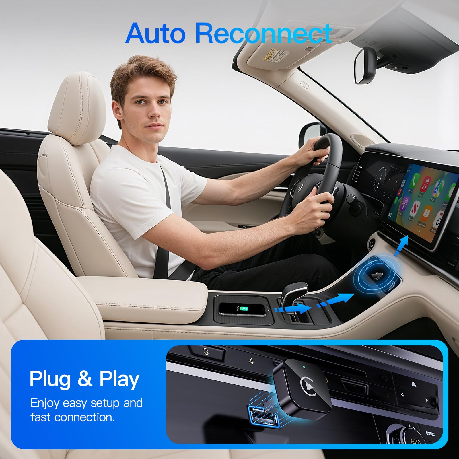 Butook   2 in 1 Wireless CarPlay Adapter for Apple iPhone＆Android by Butook - Angle View 8