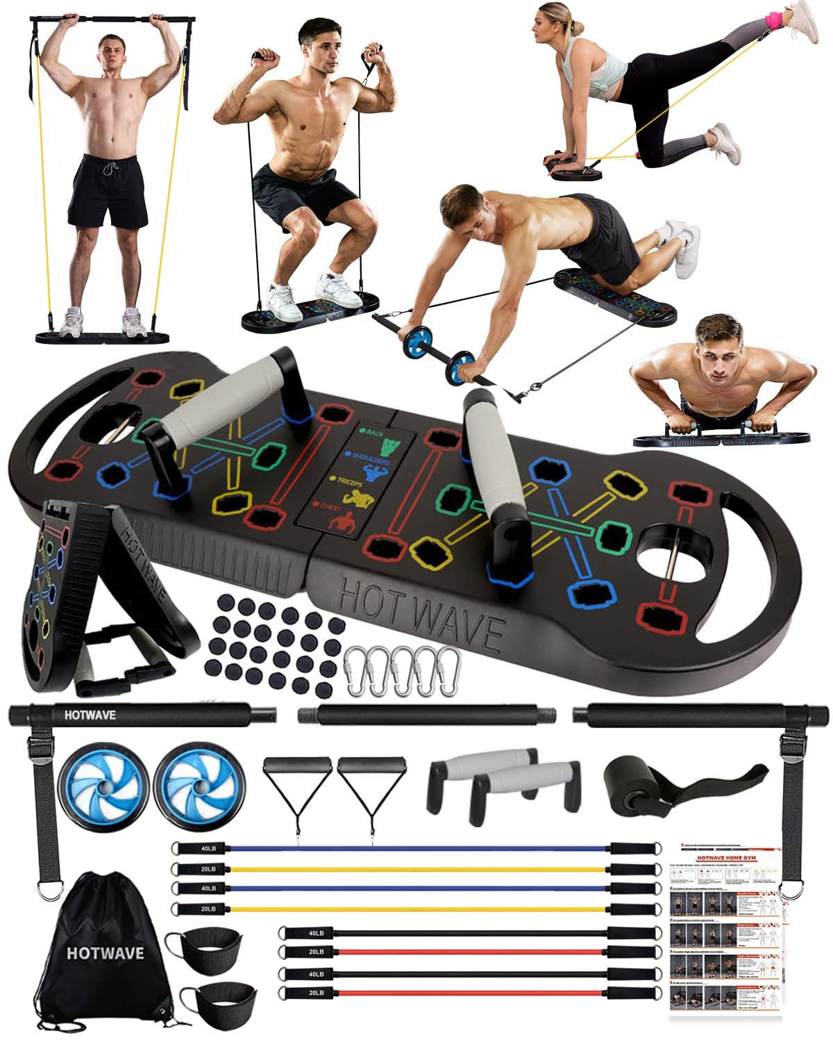 Push Up Board Portable PushUp Board Foldable 20 in 1 Push Up - HOTWAVE Official Imagery - 1