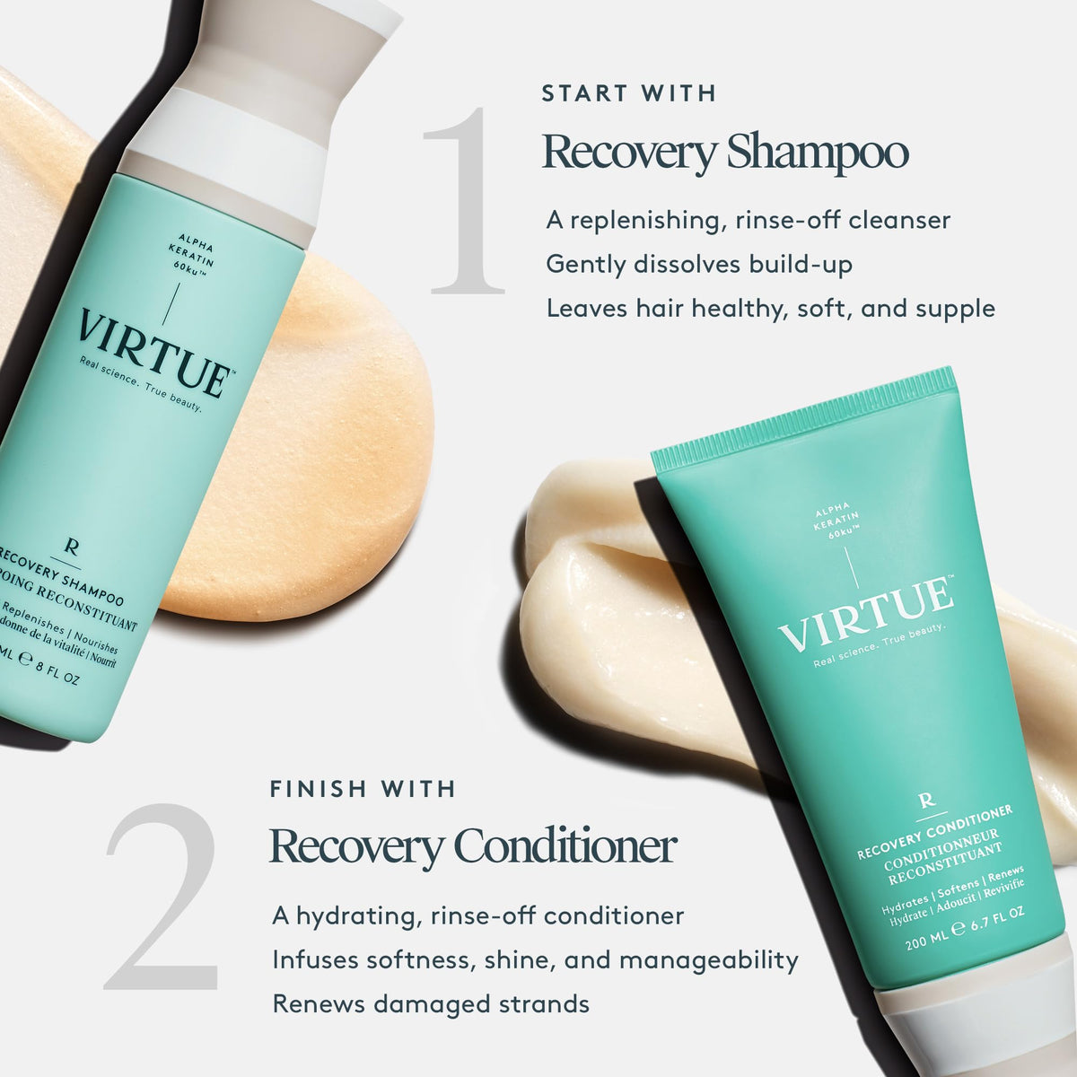 VIRTUE Recovery Sulfate Free Shampoo with Keratin and Baobab - Premium Selection Official Imagery - 8