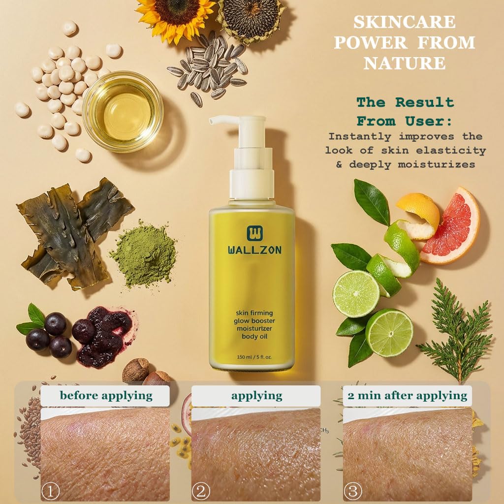 Undaria Extract Firming Body Oil 5 oz Hydrating Seaweed Body - WALLZON Official Product Imagery - 4