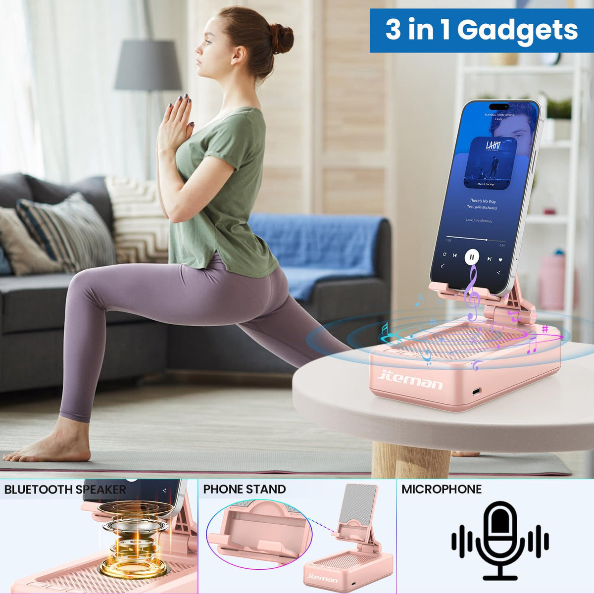 JTEMAN Bluetooth Speaker with Cell Phone Stand Gifts for Men - JTEMAN Official Imagery - 3
