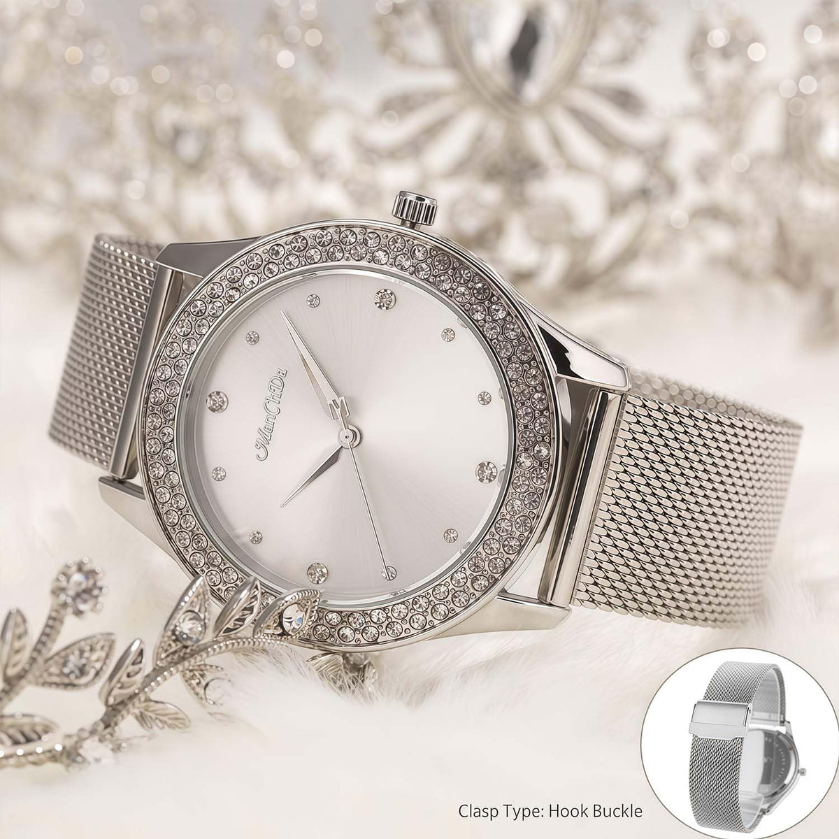 ManChDa Womens Wrist Watch Crystal Case Mesh Stainless Steel - ManChDa Official Imagery - 7