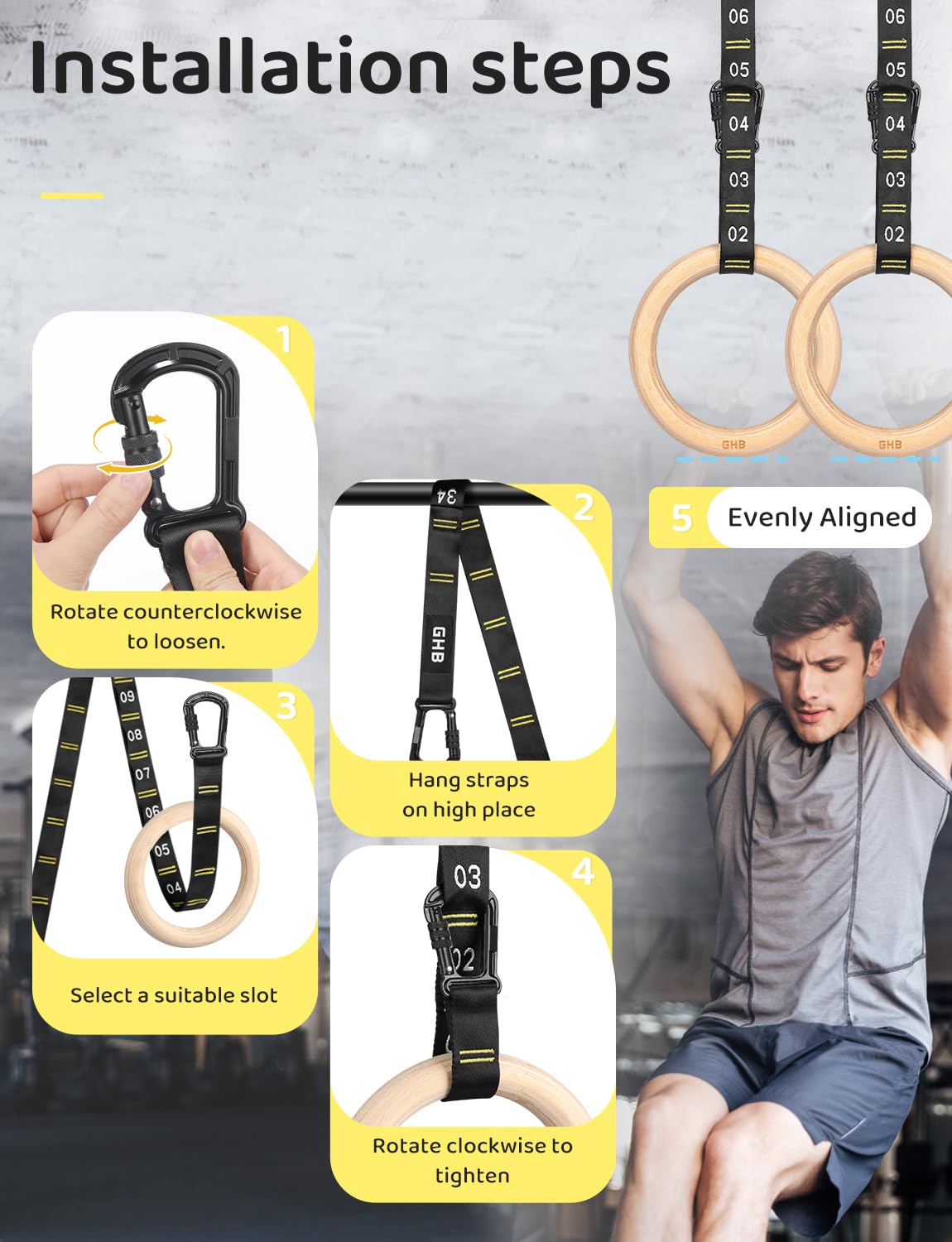 GHB Gymnastic Rings Wooden Gym Rings 1 25 - GHB Official Imagery - 3