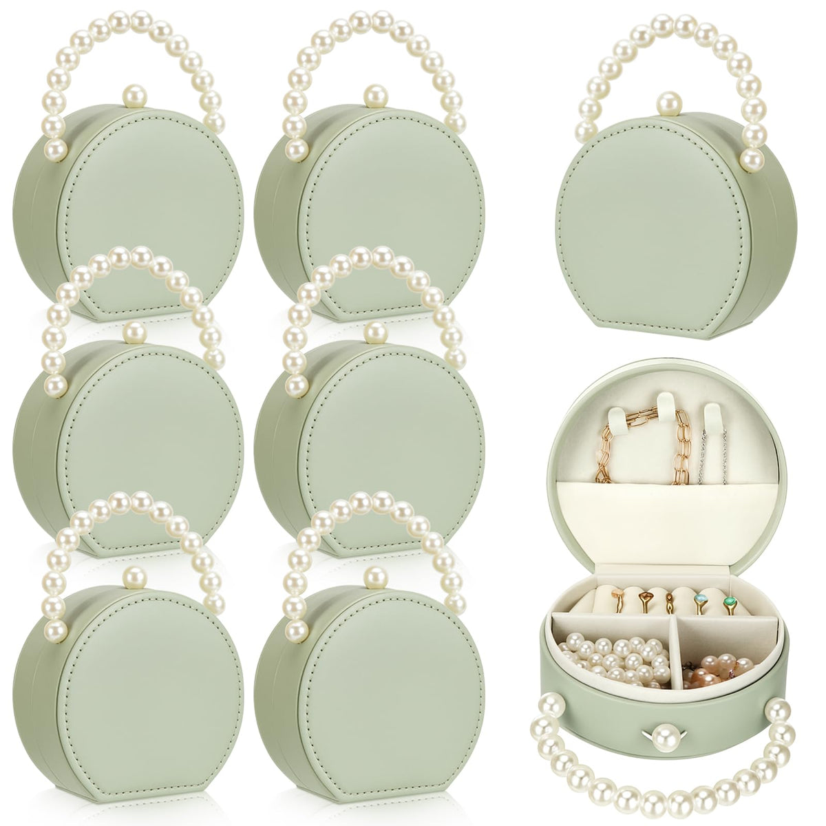8 Pack Travel Jewelry Case Gifts Box Bulk Mini Bridesmaid - Weysat Official Imagery - 1