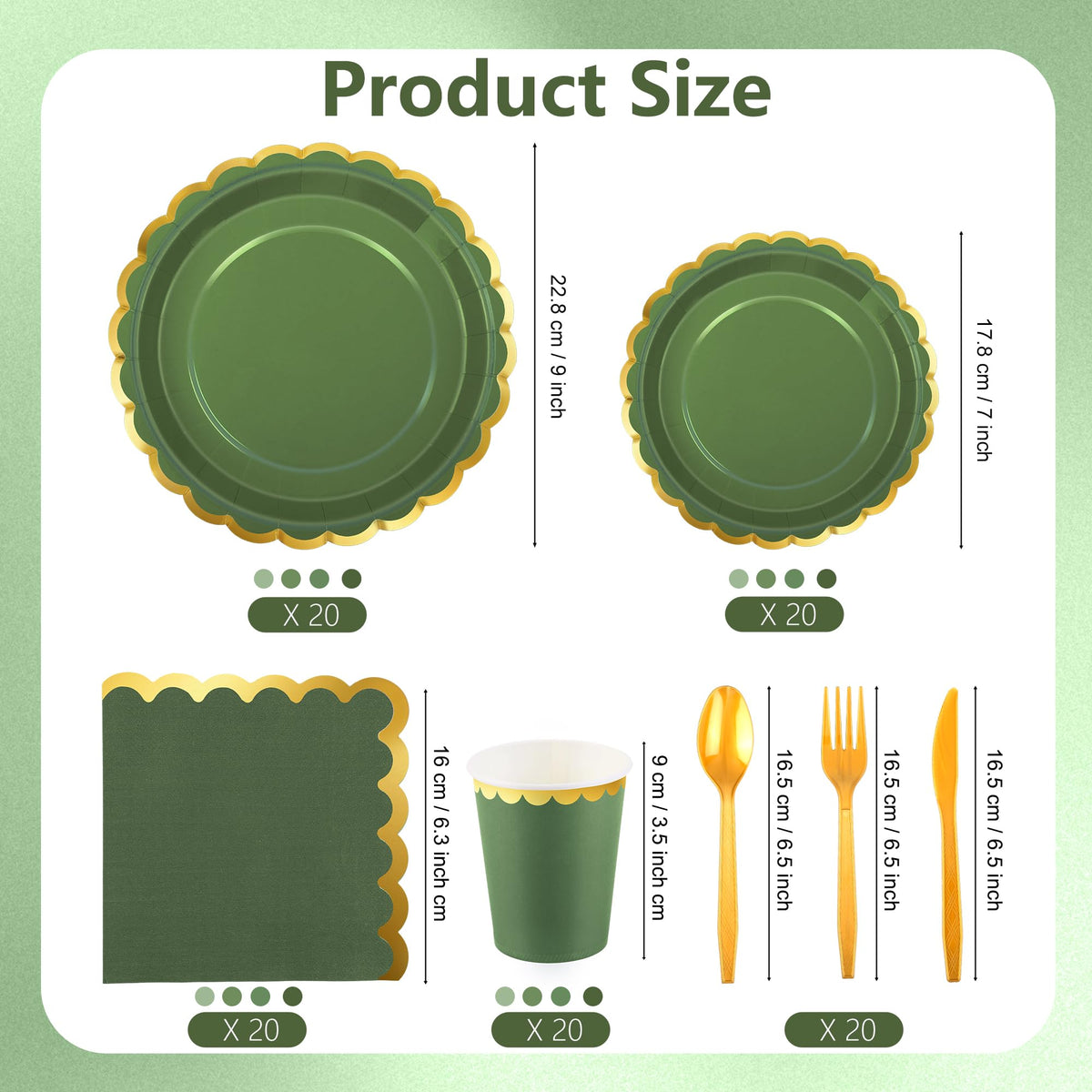 140PCS Sage Green Disposable Dinnerware Set Serves 20 Guests - Kochorie Official Imagery - 4