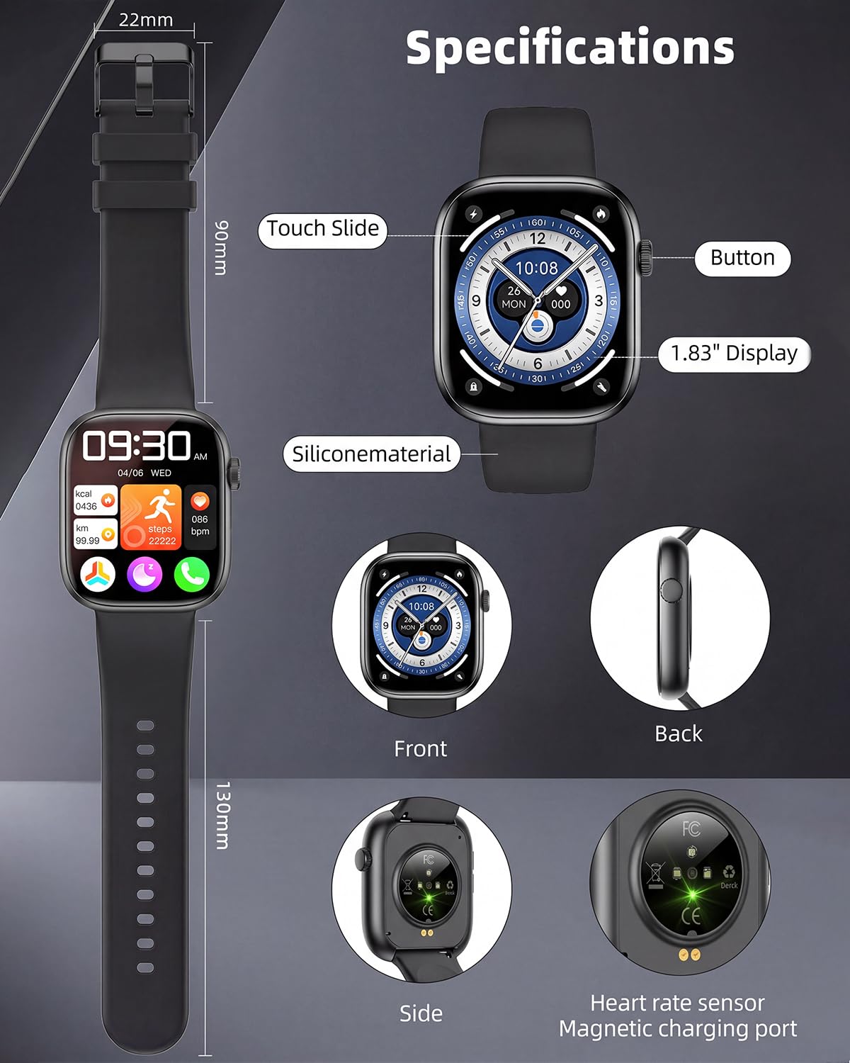 KIPTUMTEK Smart Watch for Women Men, Fitness and Sleep Trackers with 1 - View 9