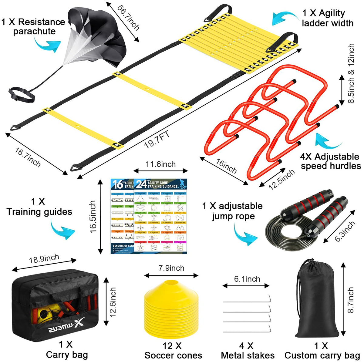 X UMEUS Agility Ladder Speed Training Equipment Set 20ft - X-UMEUS Official Imagery - 3