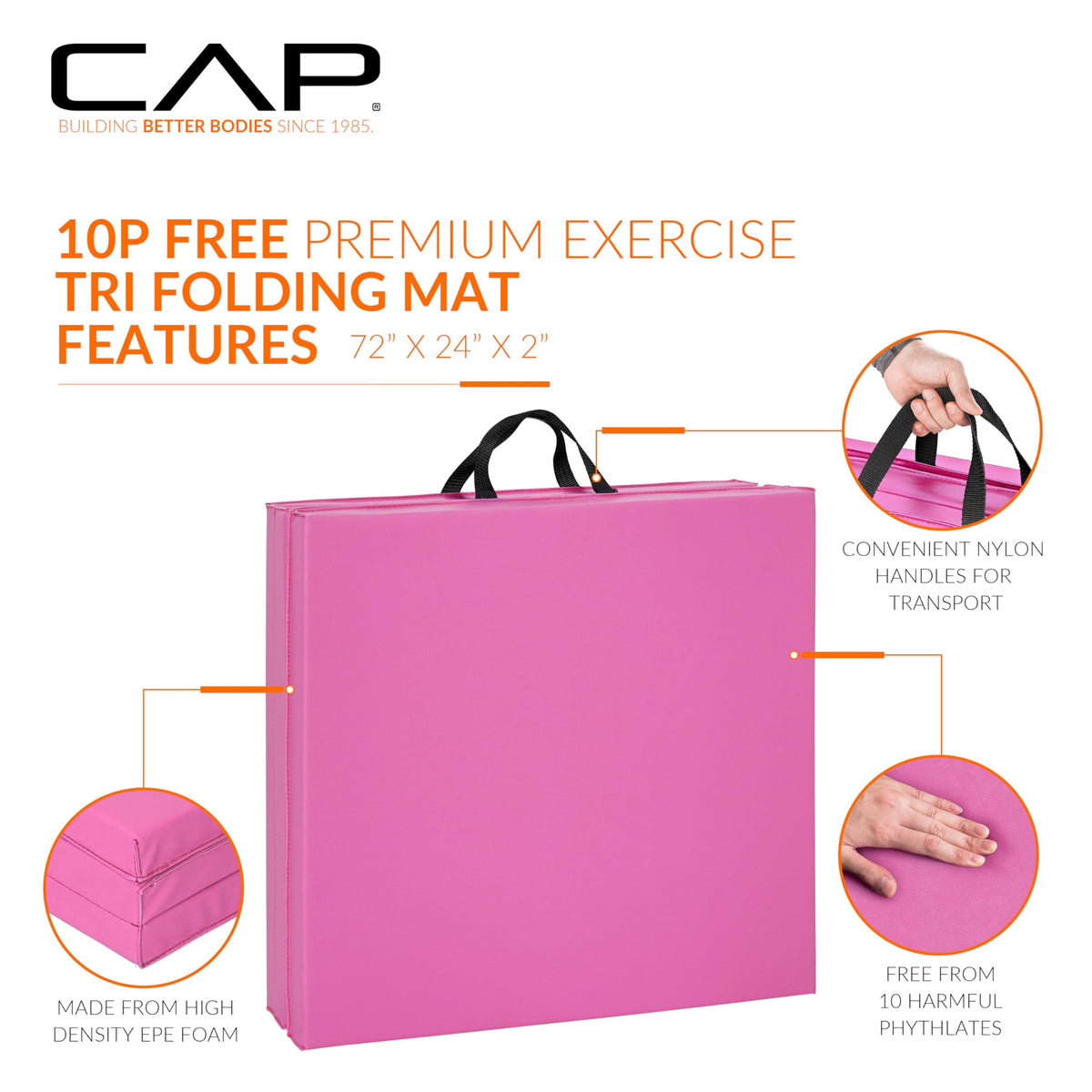 CAP Barbell Folding Exercise Mat Durable Anti Tear Thick - CAP Official Imagery - 4