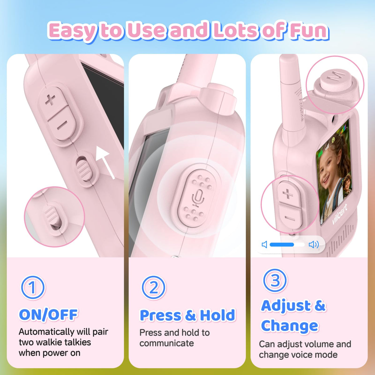Video Walkie Talkie Toys for Age 3 12 Boys Girls 2 Pack - vilicert Official Imagery - 3