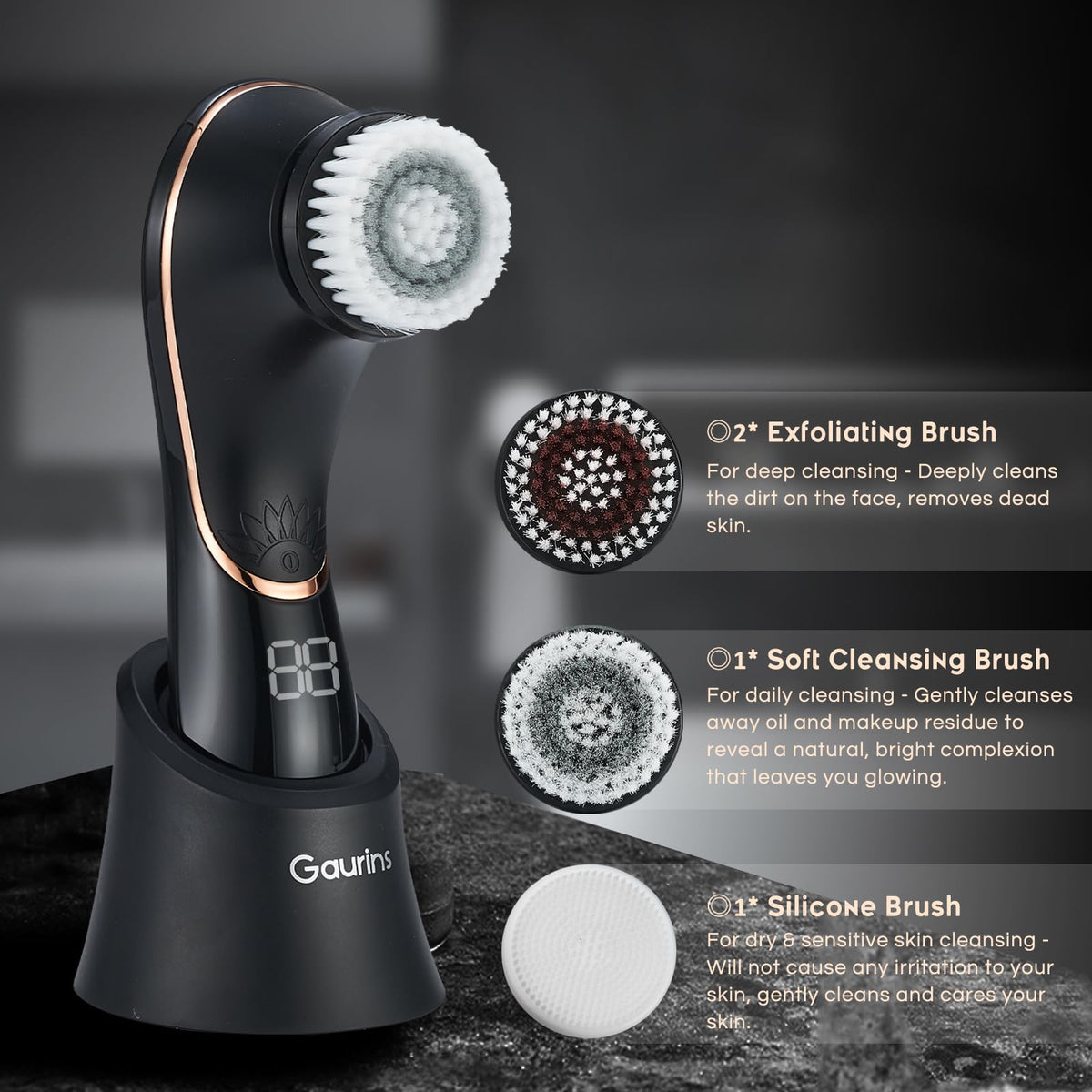 Facial Cleansing Brush Rechargeable Electric Face Scrubber 2 - Gaurins Official Imagery - 4